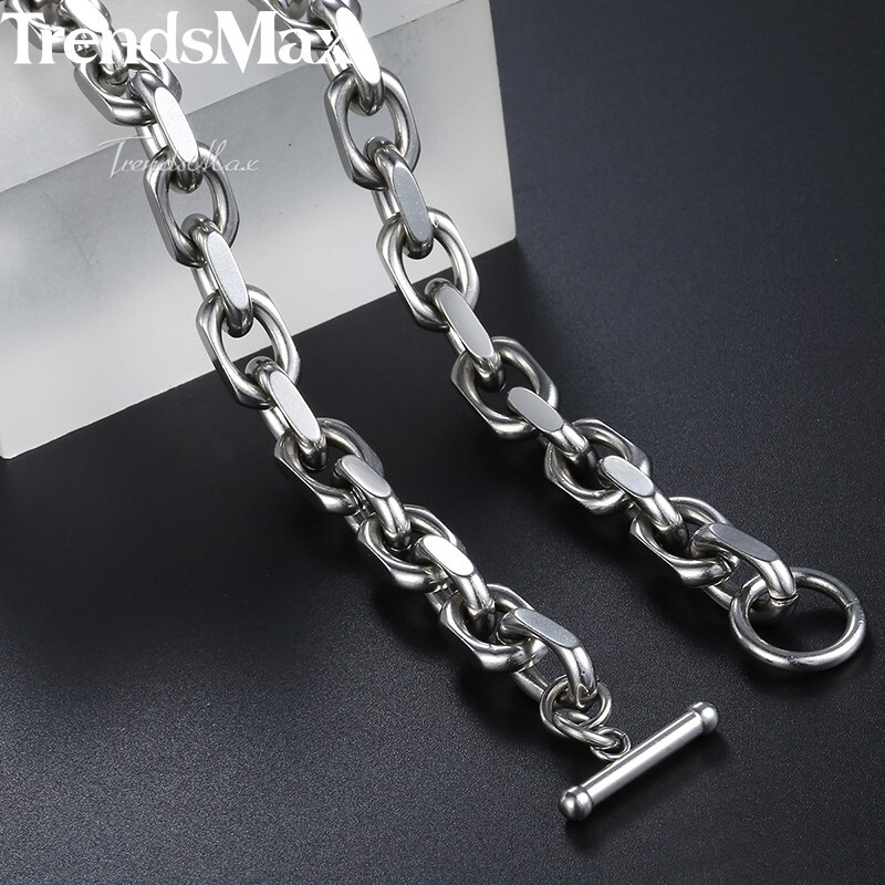 20″ Mens Boys Chain Silver CABLE Link 316L Stainless Steel Necklace Toggle Clasp