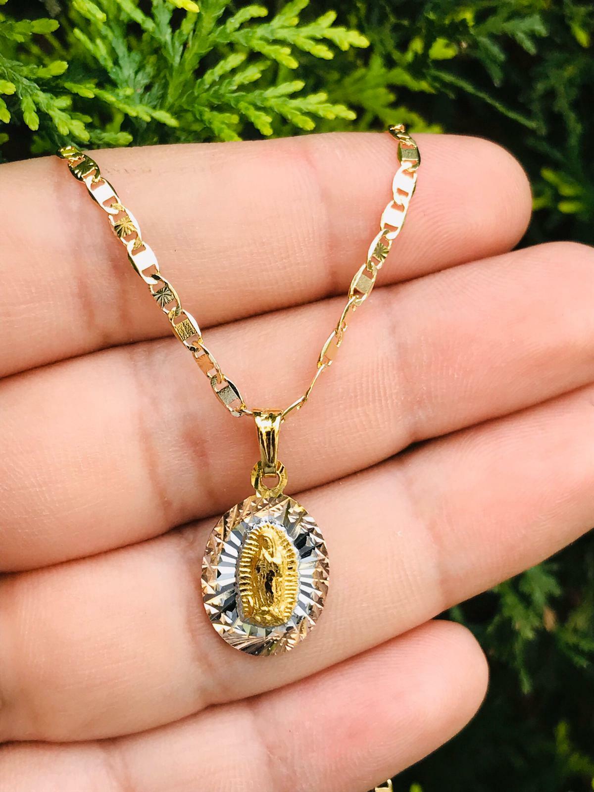 Cadena y Medalla de Guadalupe para Mujer Oro Laminado, Virgin Guadalupe Necklace