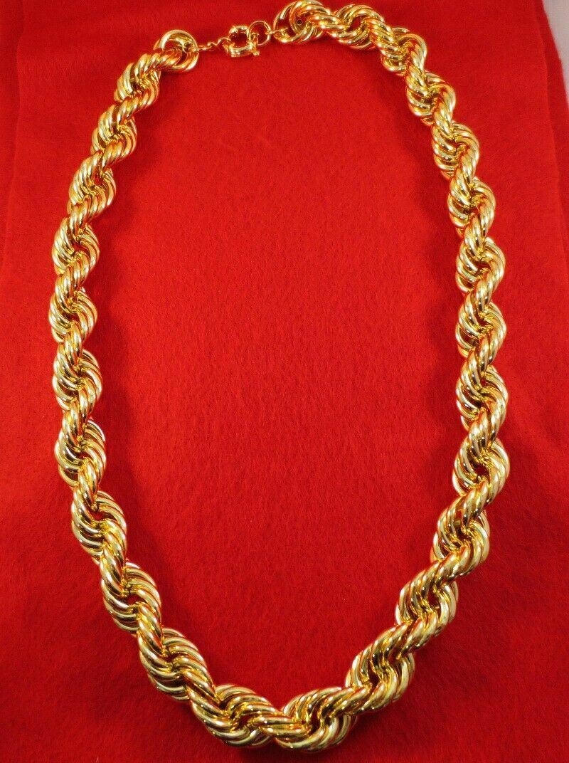 24″ HIP HOP 20MM 18KT GOLD PLATED HEAVY RUN DMC DOOKIE ROPE CHAIN NECKLACE