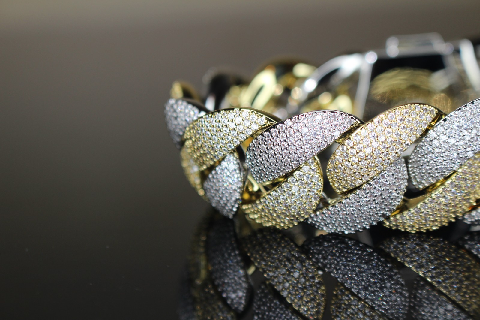 XXL 14k STAMPED Cuban Miami 24mm 68ctw Lab Sim Diamond 2-TONE Gold Bracelet 156g