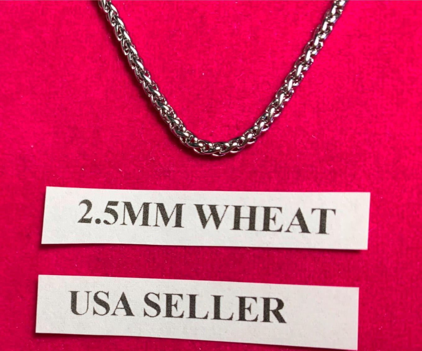 22″ 2.5mm STAINLESS STEEL SILVER BRAIDED WHEAT ROPE NECKLACE CHAIN USA SELLER