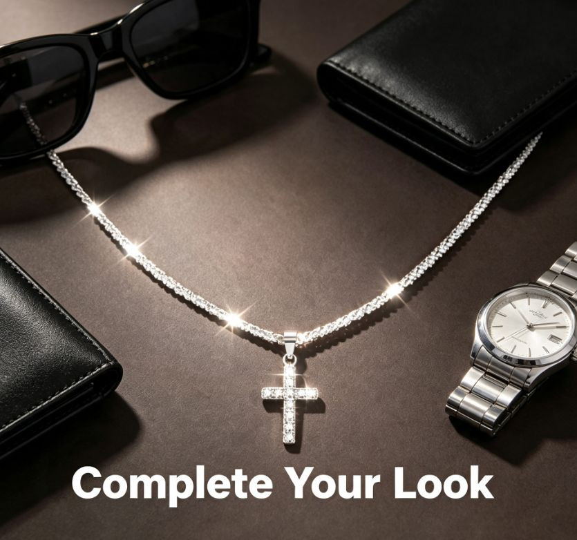 2Pcs Cross Pendant Necklaces Trendy Chain Jewelry Set for Men Women​
