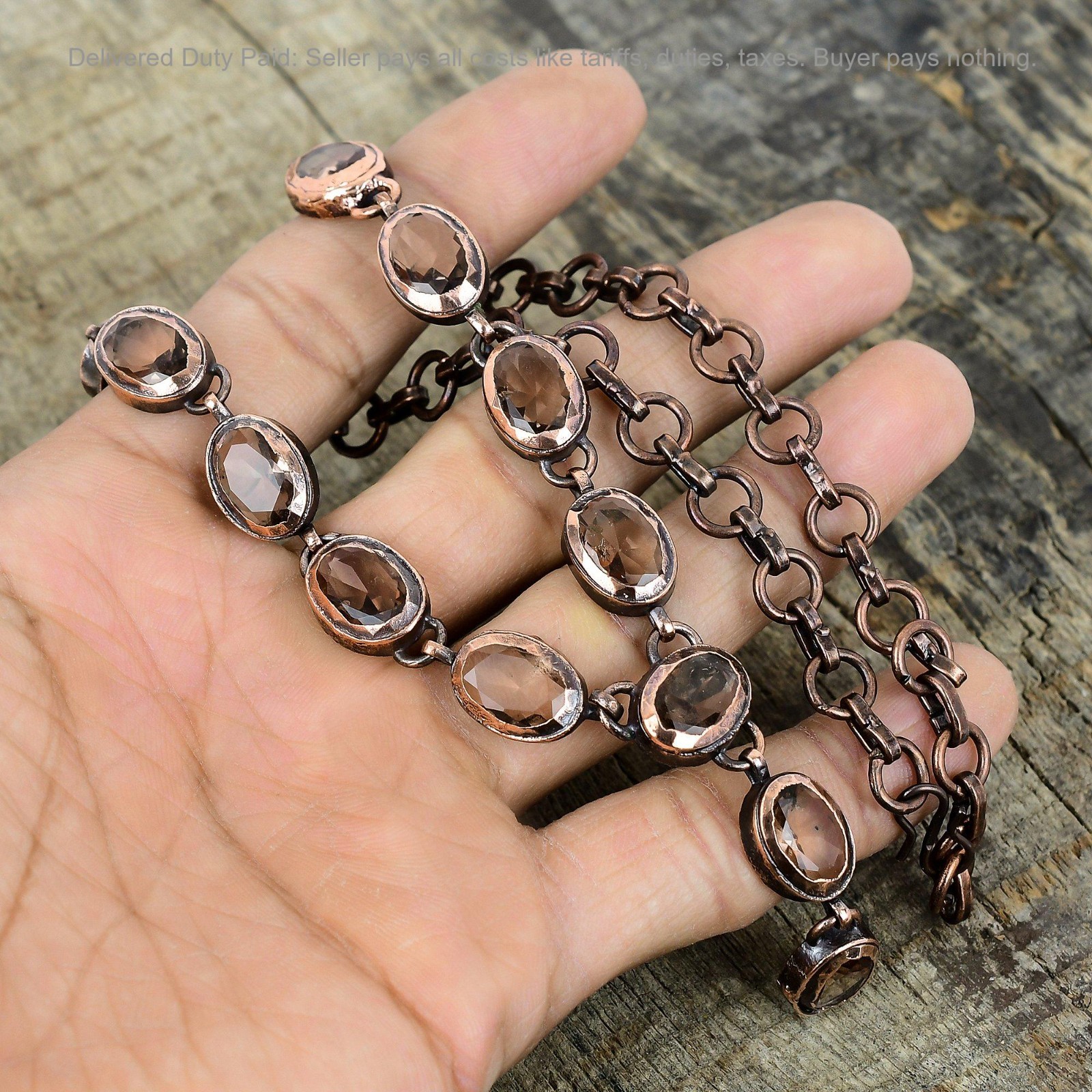 Black Friday Deal Copper Morganite Gemstone Chain Electroformed Necklace Jewelry