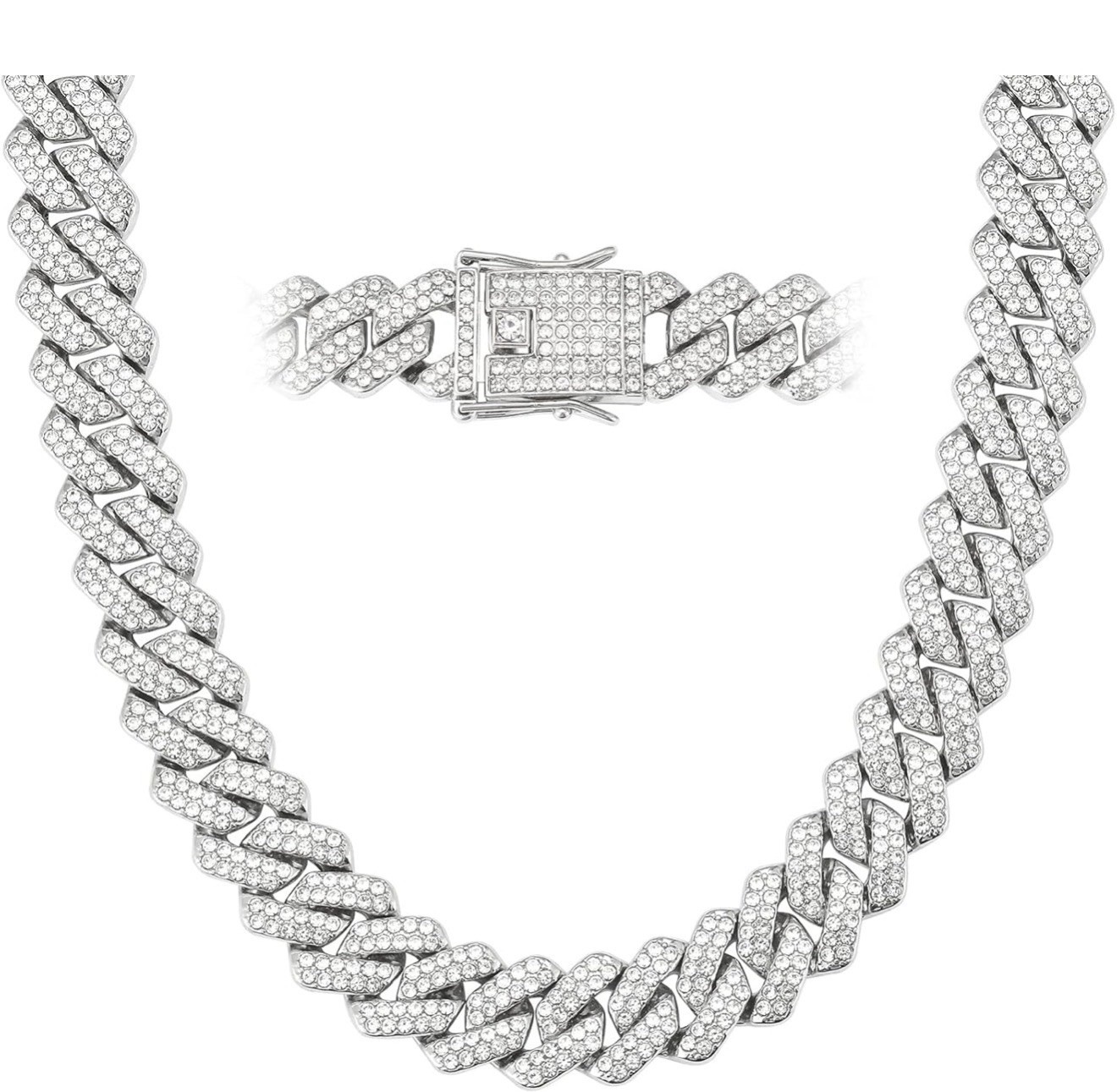 Miami Cuban Necklace 18K 14mm Gold Silver Chain For Men 20in