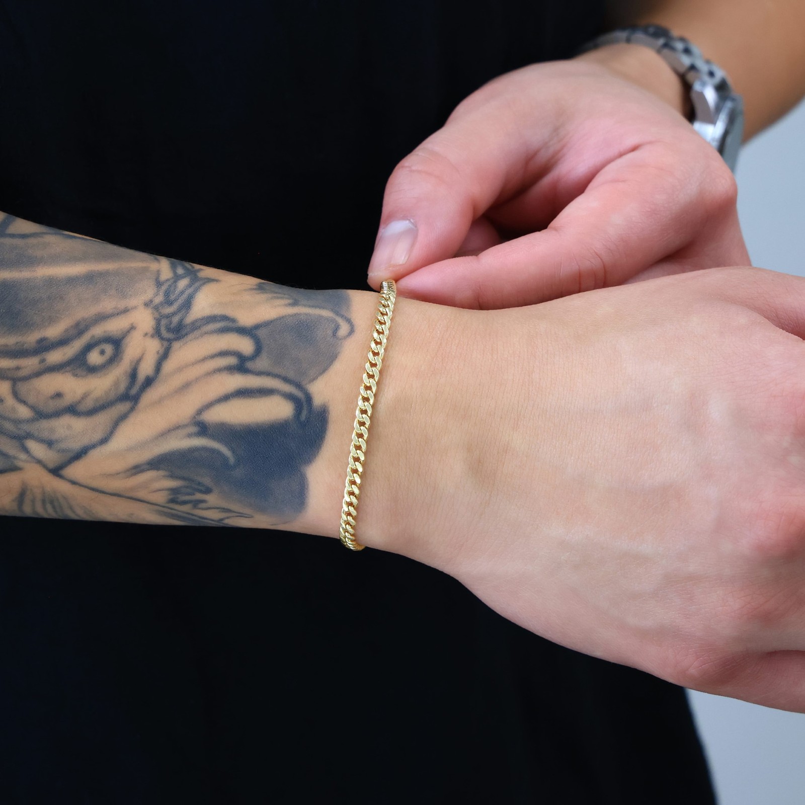 10K Yellow Gold 4mm Miami Cuban Link Chain Bracelet Men Women 7″ 7.5″ 8″ 8.5″ 9″
