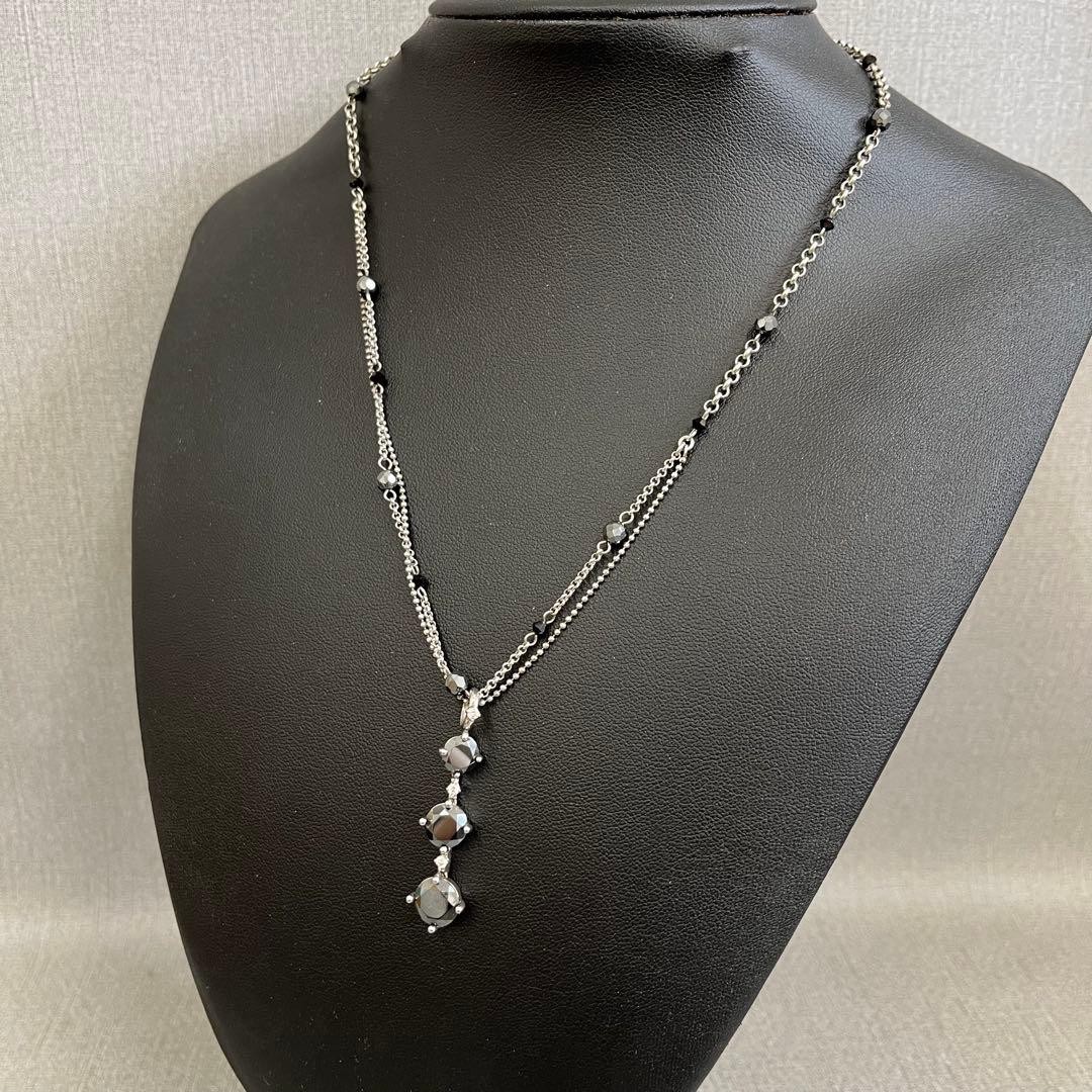 H SILVER 925 Black Onyx Necklace 46 10.2