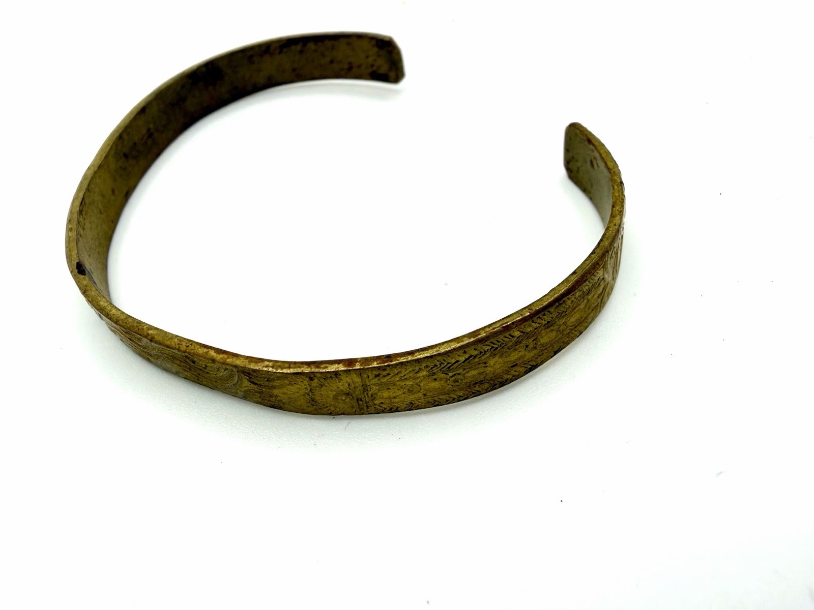 Brass Gold Egyptian Antique Cuff Bangle Bracelet Hyieroglypics Estate Item