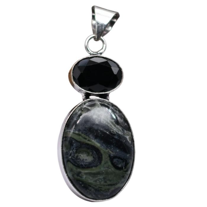 Kambaba Jasper & Other Natural Gemstone Ethnic Pendant Jewelry 2″ J1490