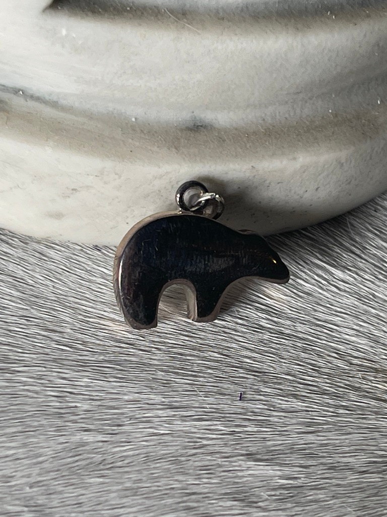 Silver Unisex Bear Pendant 1 x .75 in Silver Small Bail for Chain Polar Grizzly
