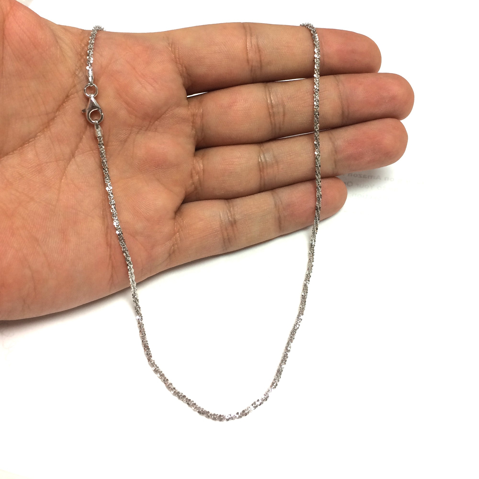 Sterling Silver Rhodium Plated Sparkle Chain Necklace, 1,5mm, 18″