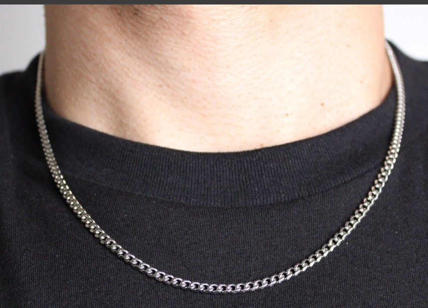 3 mm Stainless Steel Silver 19″ Cuban Link Necklace Chain New 3mm Wide