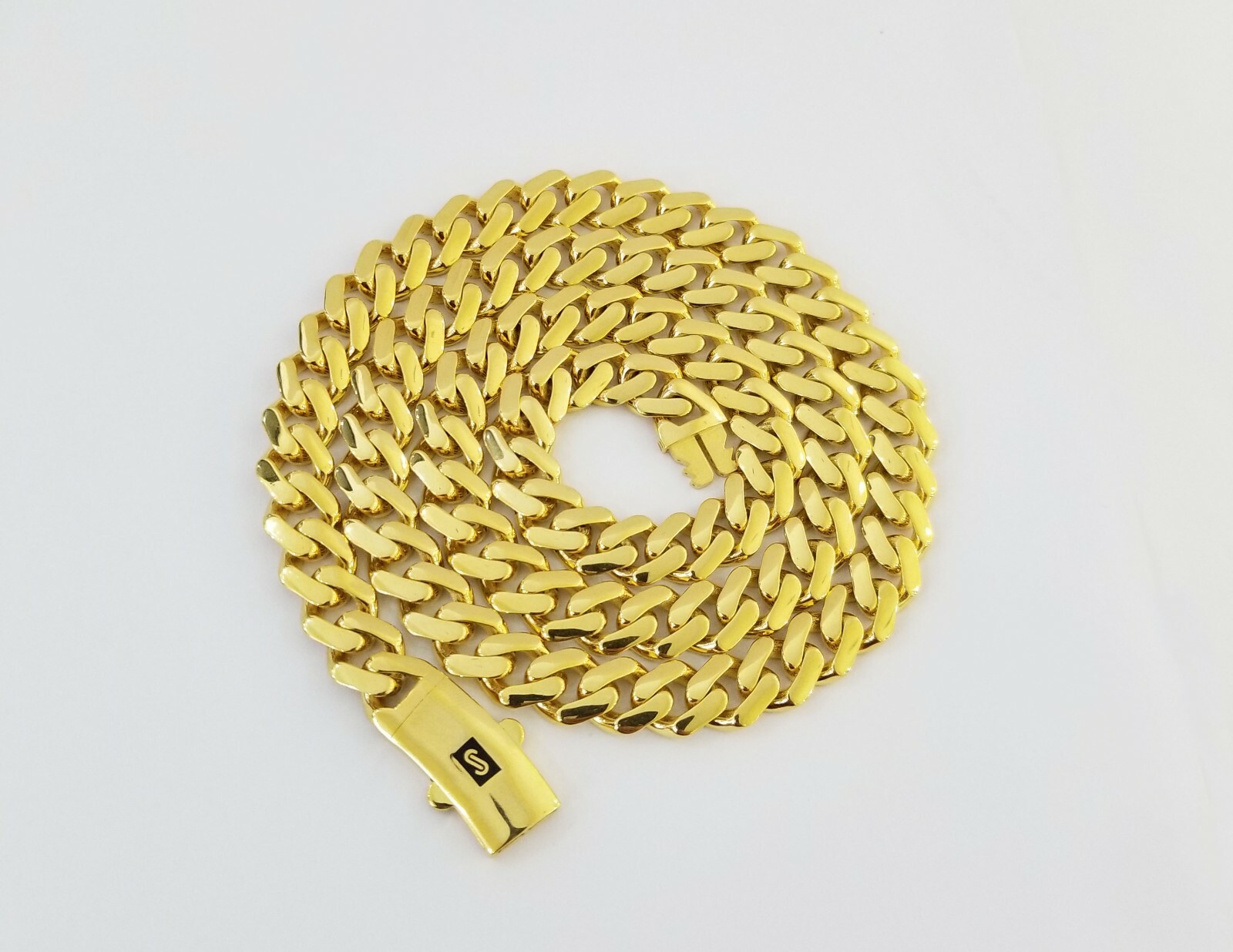 Real 10k Miami Cuban Link Monaco Chain 9mm 24″ inch Box Clasp 10kt Gold necklace