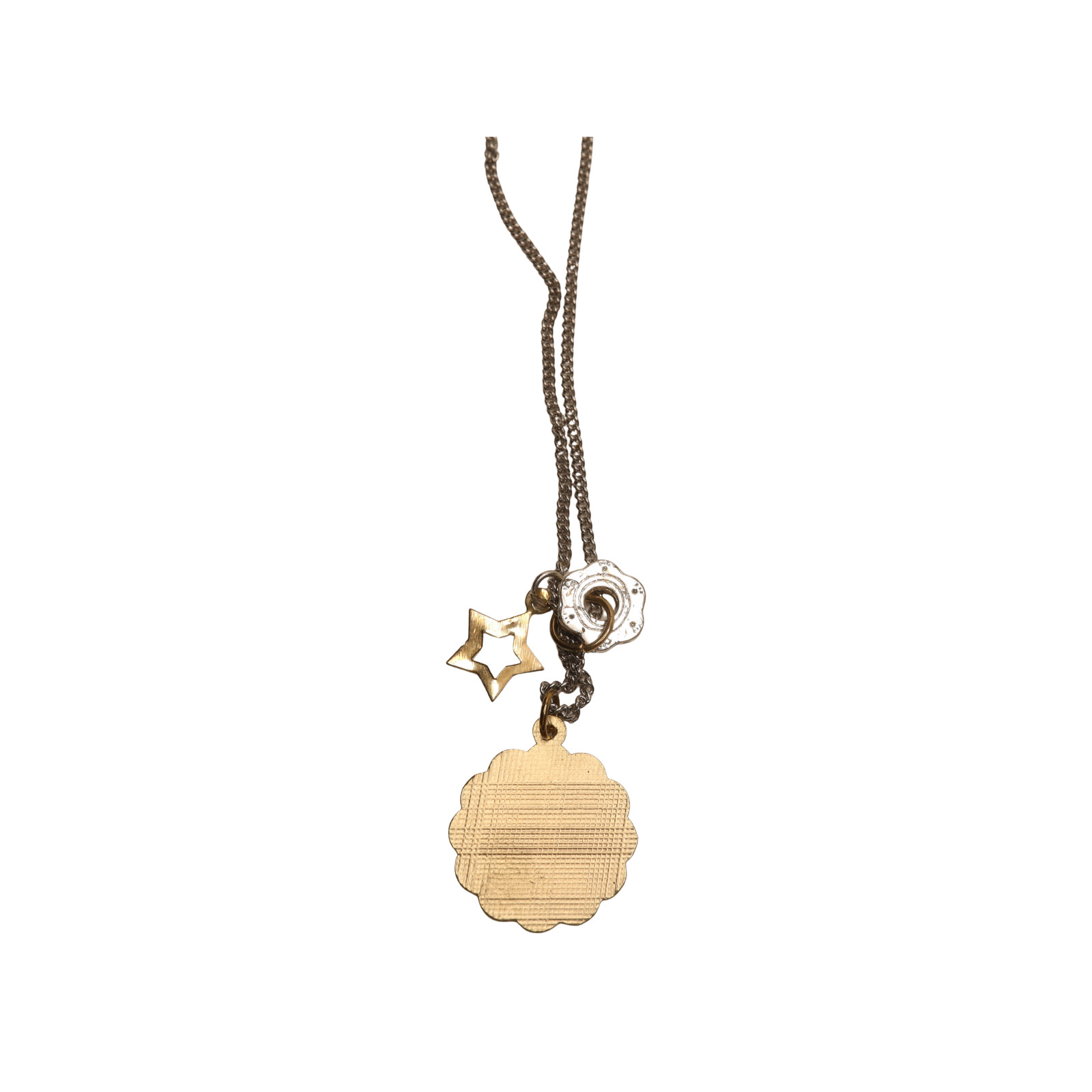 Libra Zodiac Charm Necklace Silver Tone Cable Chain 15 in Bead Pendant
