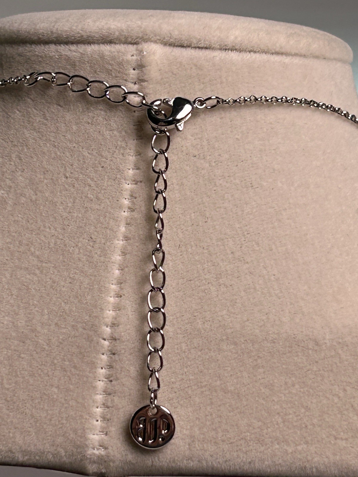 Rhodium Plated Cable Chain Necklace LC Oval Pink Ice Crystal Pendant Adjustable