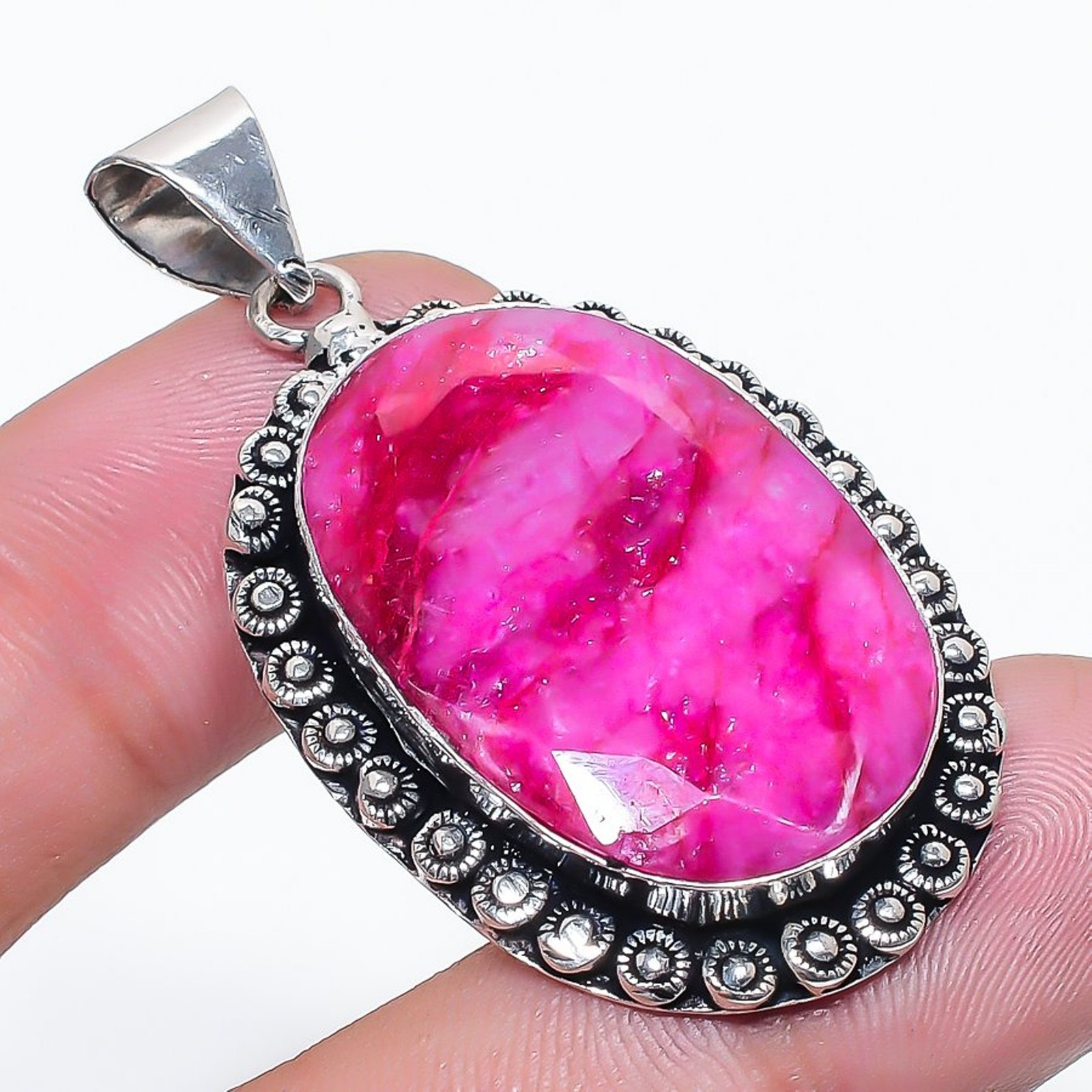 Faceted Kashmir Rubi Pear Shape Gemstone Handmade Jewelry Pendant 2.6″ FP 3071