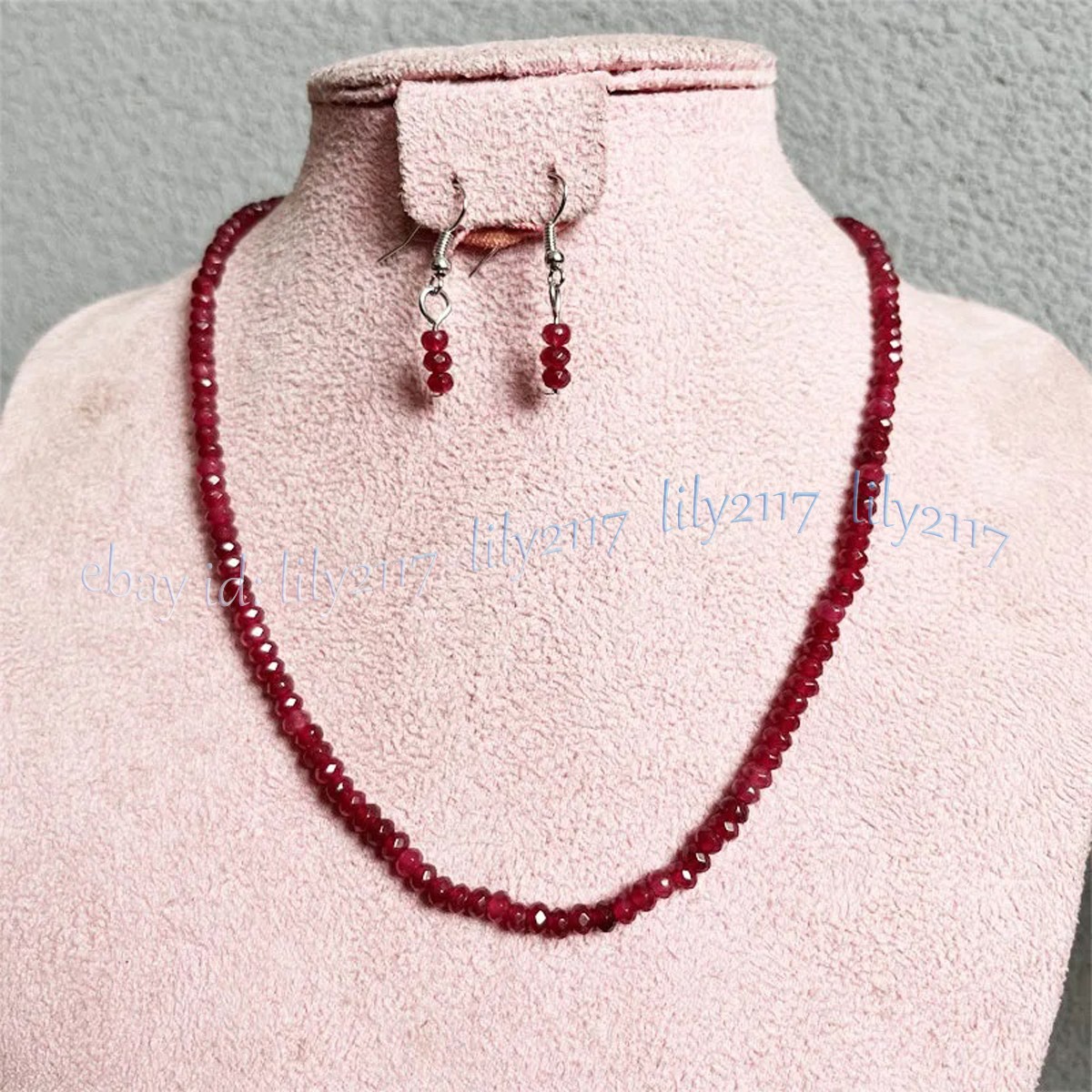 Faceted 2x4mm Natural Gemstone Rondelle Beads Necklace Earrings Set 14-36”