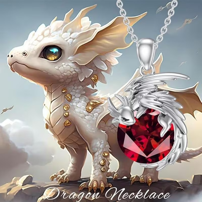 creative cute Dragon Colorful Red Pendant Necklace with gift box