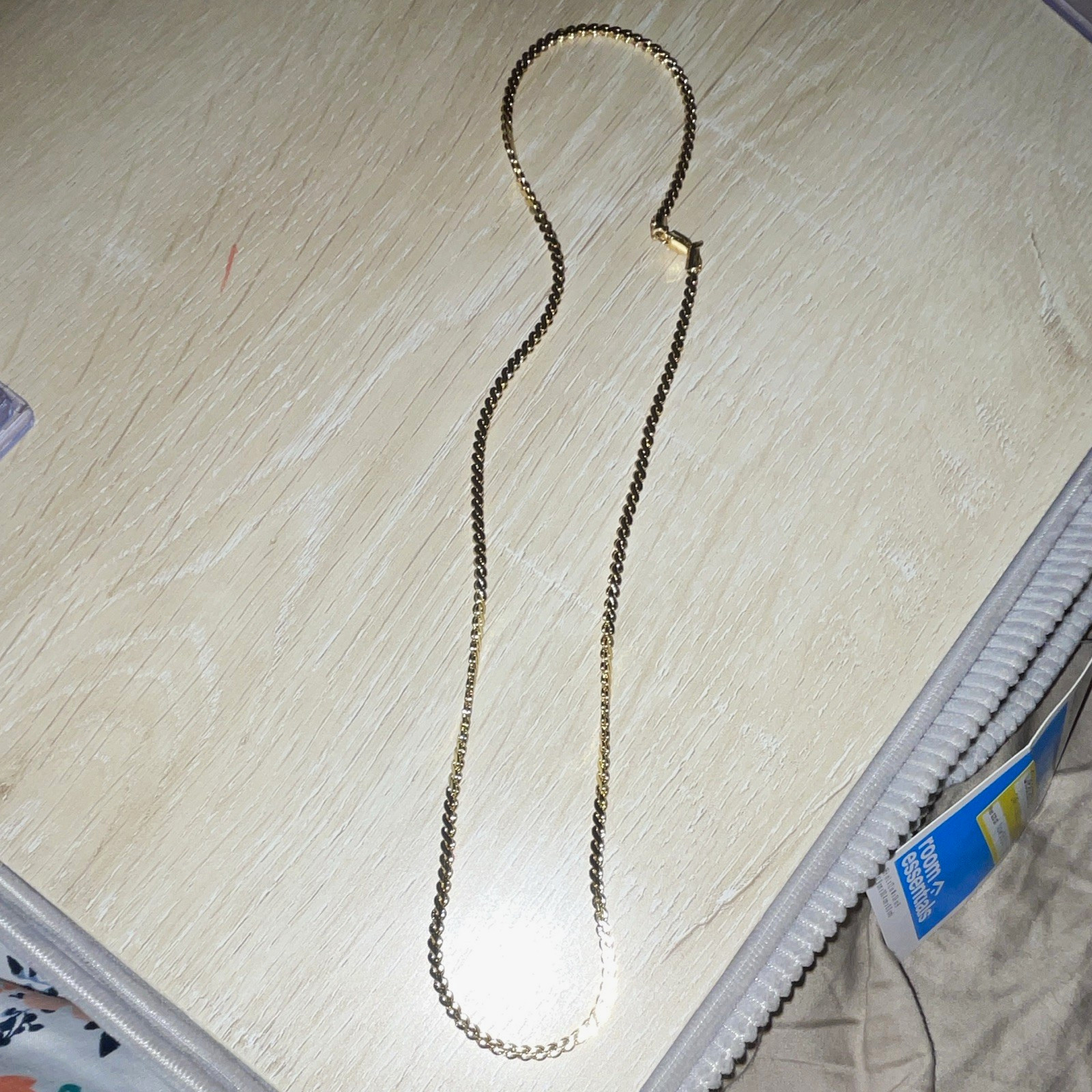 Gold Tone Curb Link Chain Necklace Metal Lobster Clasp, No Stone