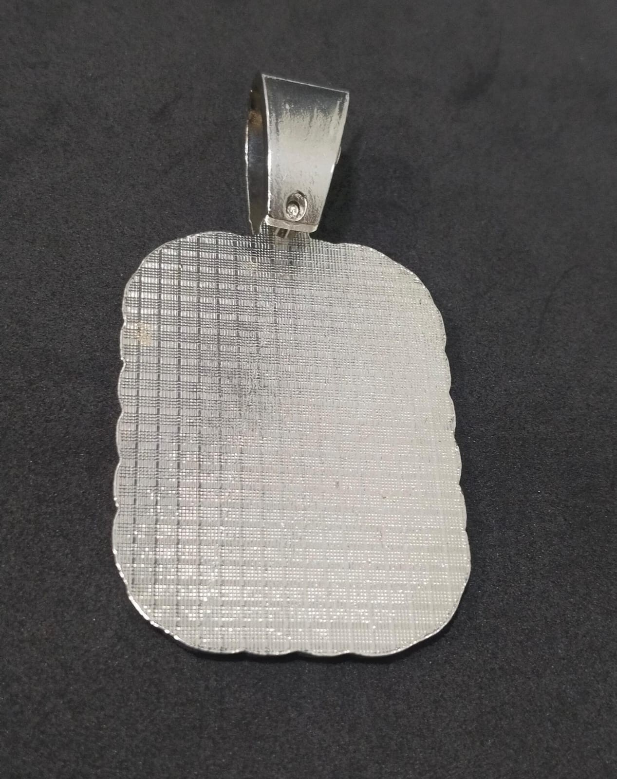Men’s Full Iced Bling Dog Tag Pendant Stainless Steel 14K White Gold Plating