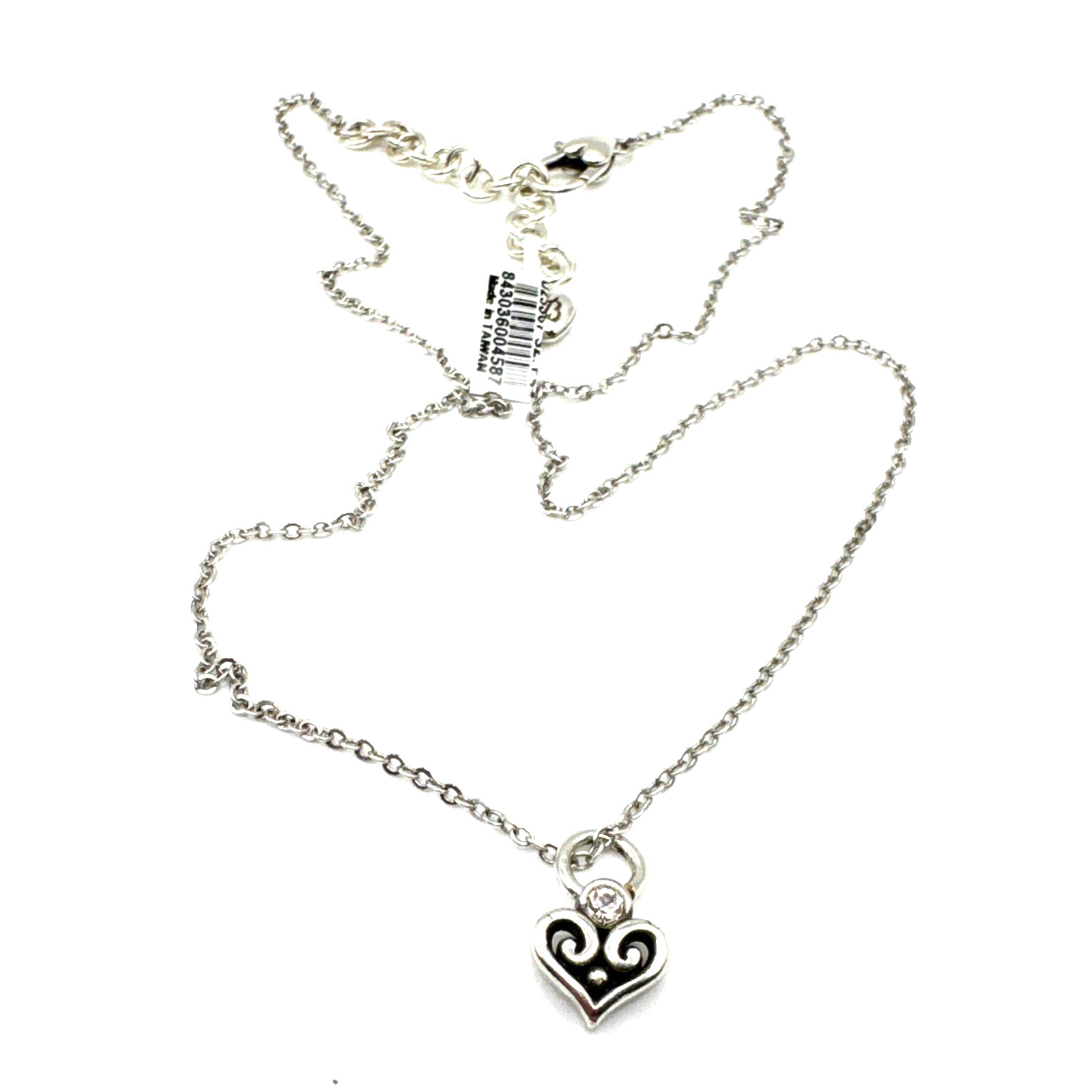 Brighton Alcazar Heart Medium Crystal Center Custom Silver Necklace 18″ NWT