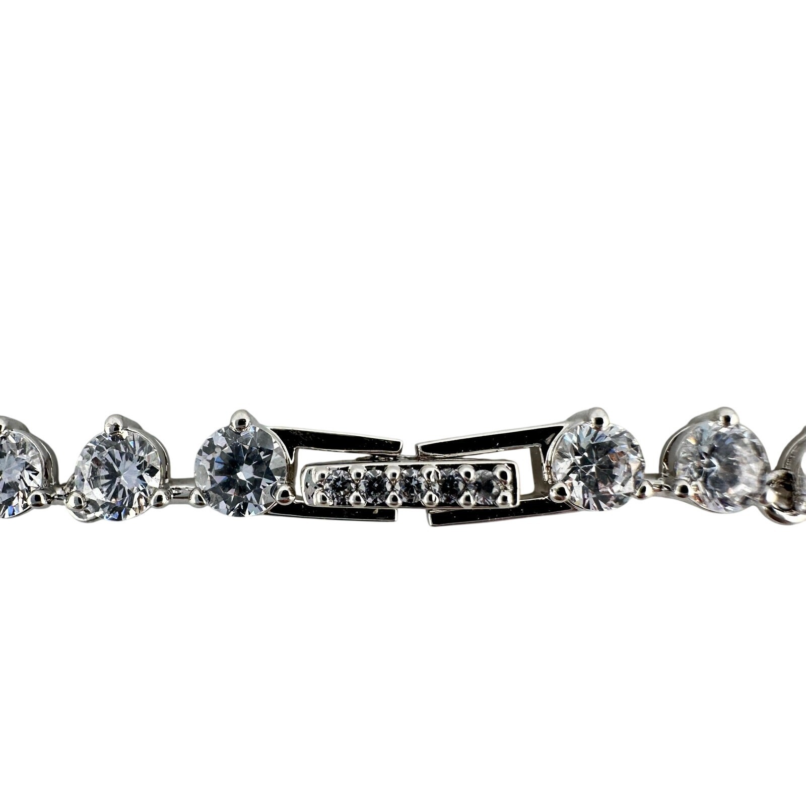 Bridal Style CZ Teardrop Cubic Zirconia Rhodium Plated Silver Tone 17″ Necklace