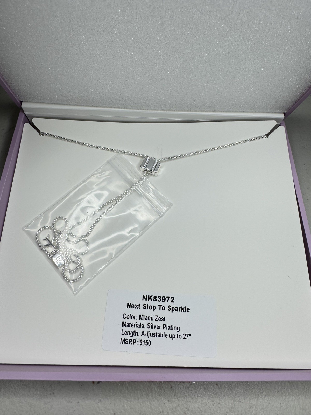 Bomb Party Summer Jewel Candy Miami Zest “Next Stop To Sparkle” Silver Necklace