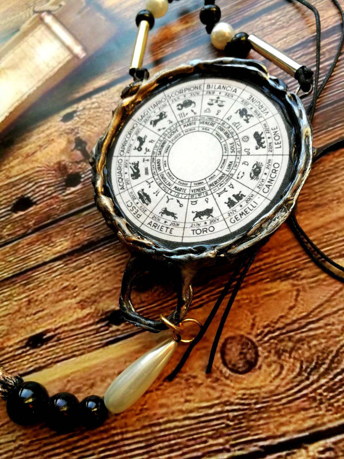 Celestial Pendant Good Luck Amulet Horoscope Zodiac Moon Sun Star Lucky Talisman