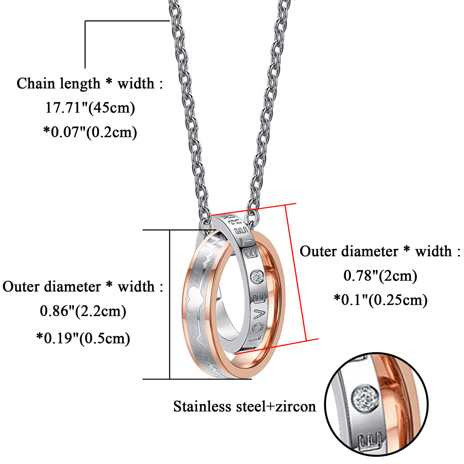 2pc Couples Eternal Love Interlocking Ring Pendant Necklace Valentine’s Day Gift
