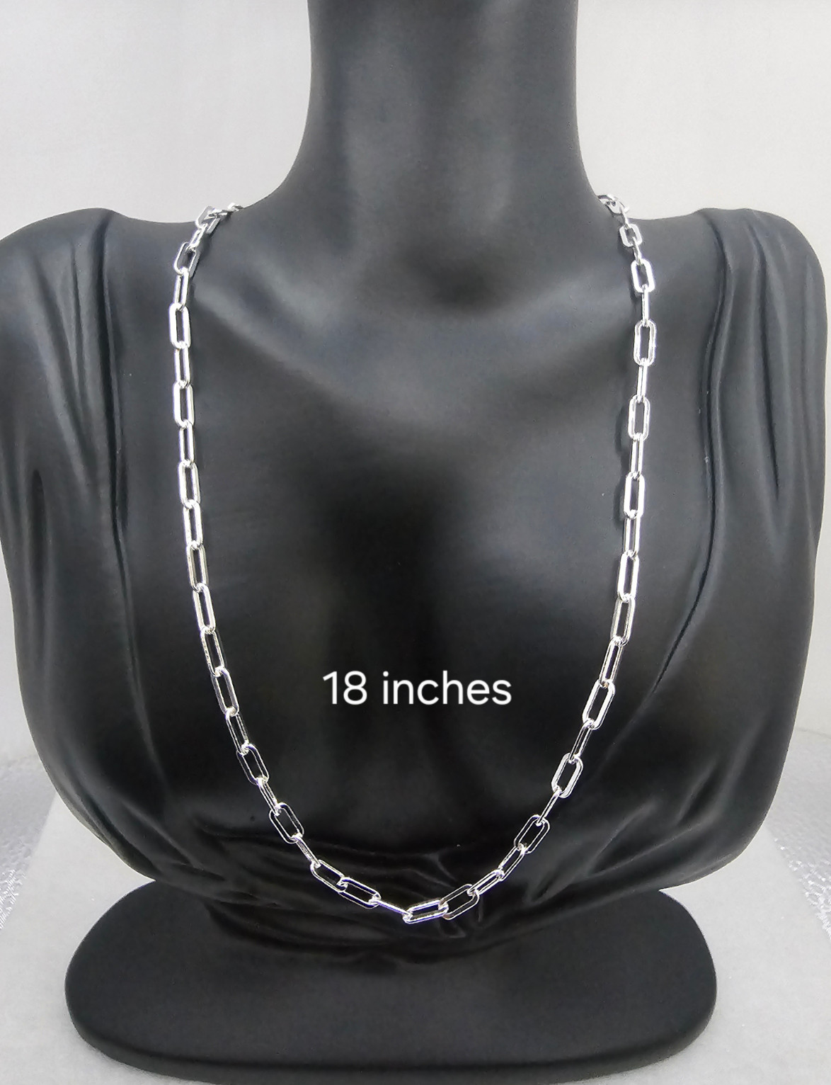 .925 Sterling Silver Paperclip Rolo 4 MM Solid Chain 18 in Necklace For Women