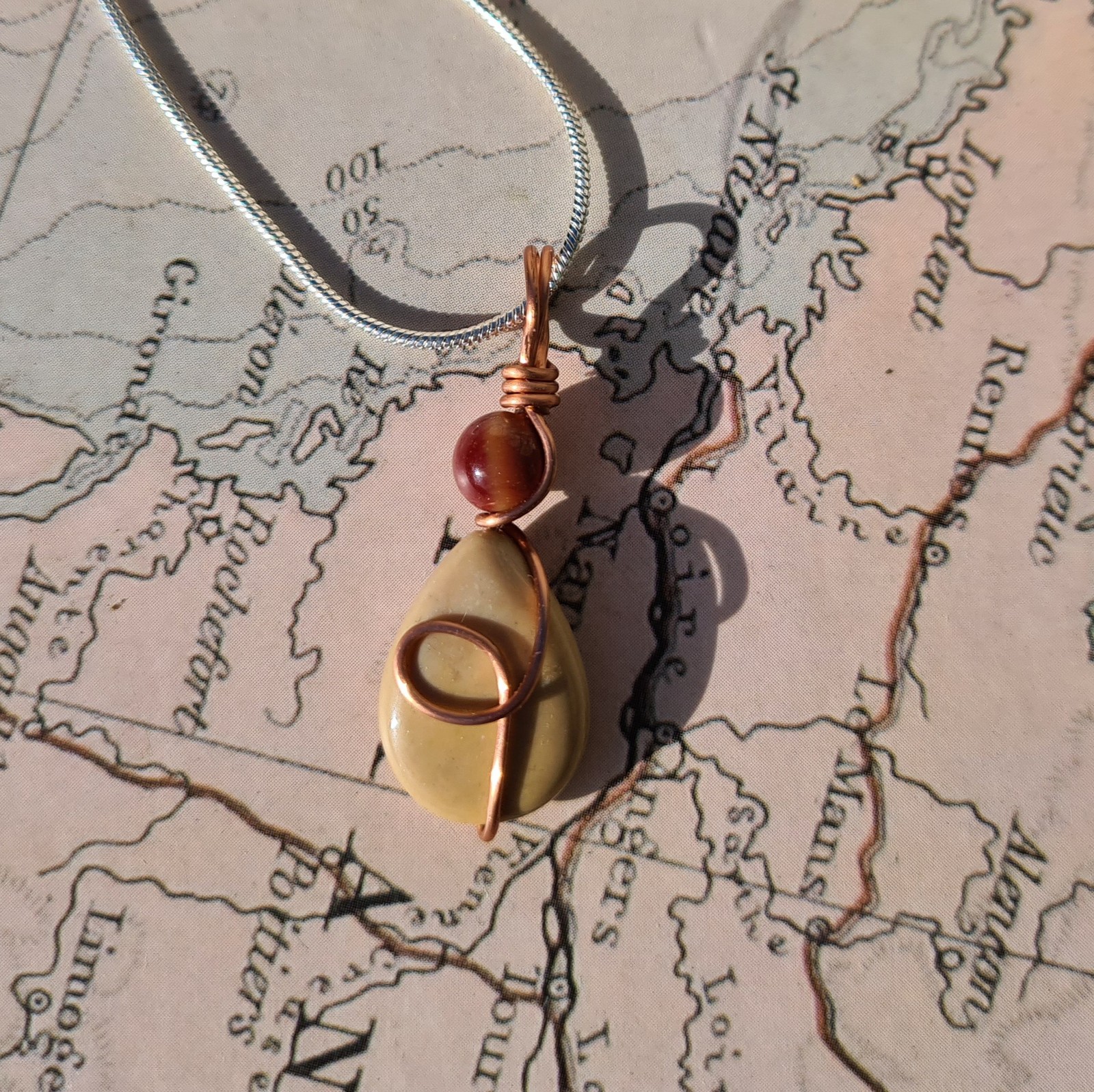 Mookaite Wrapped Beads Pendant