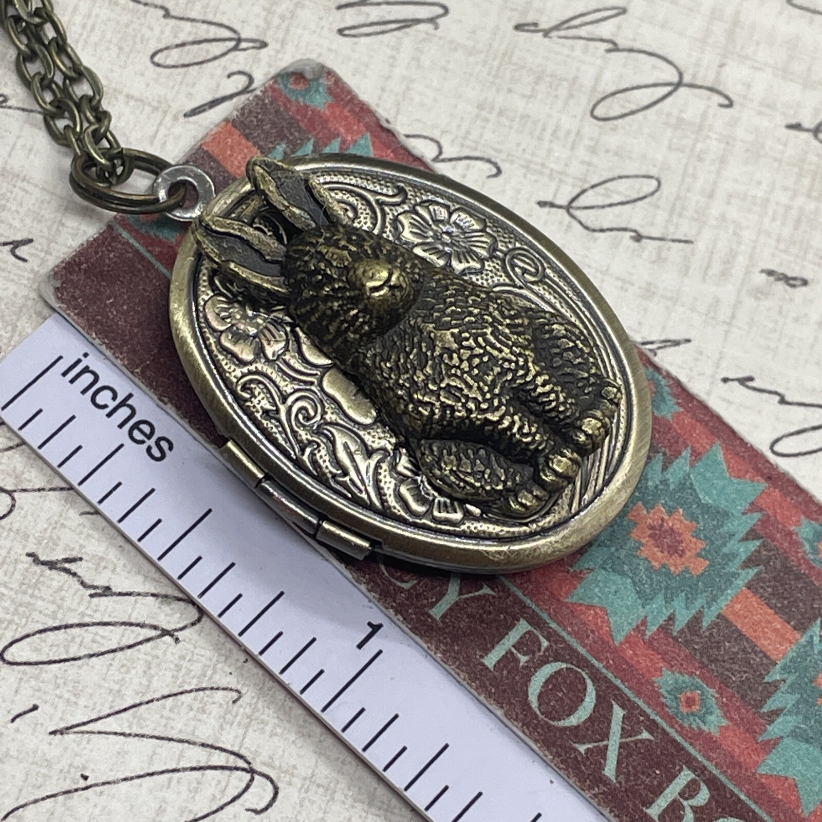 BUNNY RABBIT Locket Necklace JEWELRY Pendant PHOTO bronze Picture Birthday Gift