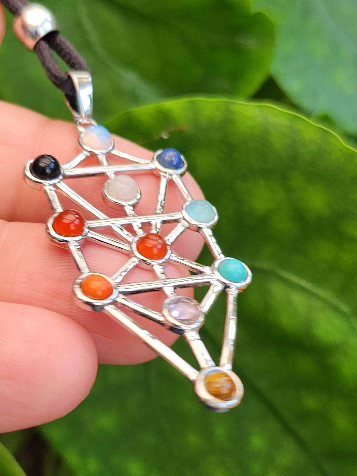 Tree of Life Sefirot Necklace Chakra Pendant Gemstone Kabbalah Bead Jewellery