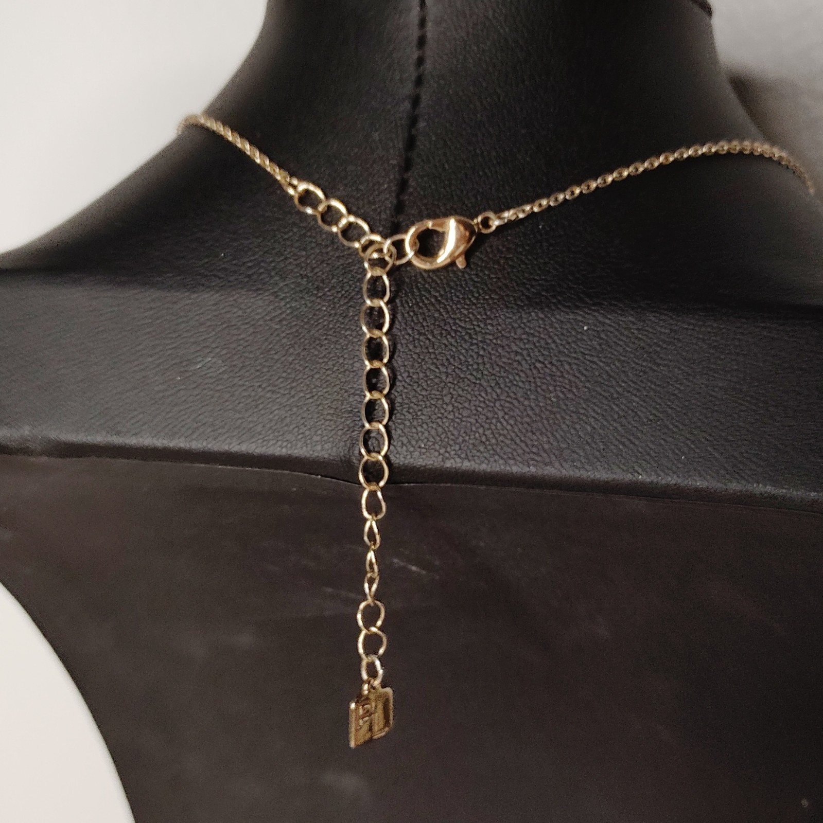 Park Lane Gold Tone Pave Crystal Curved Bar Necklace Signed Adjustable