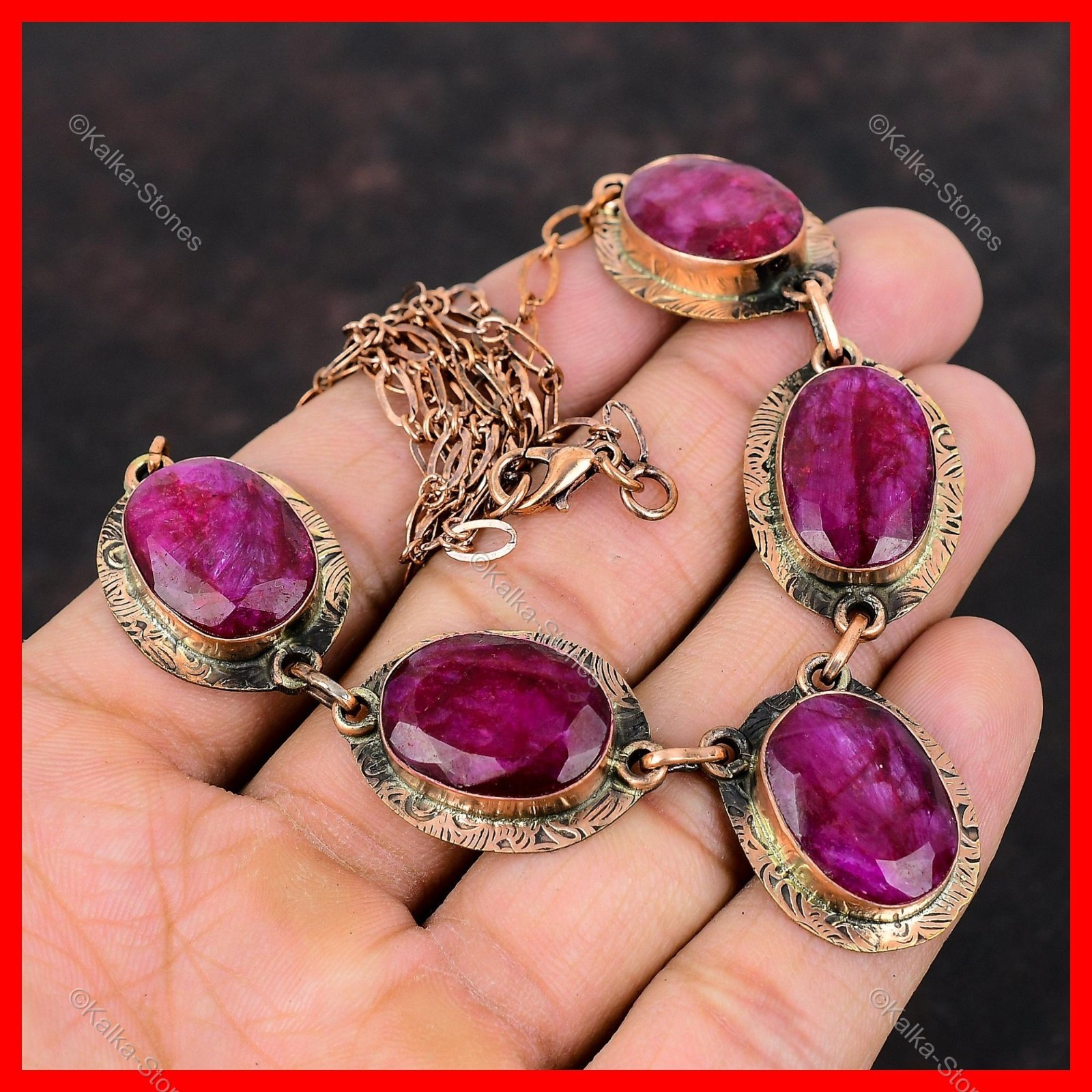 Copper Kashmir Rubi Gemstone Best Daughters Gift Birthday Anniversary Necklace