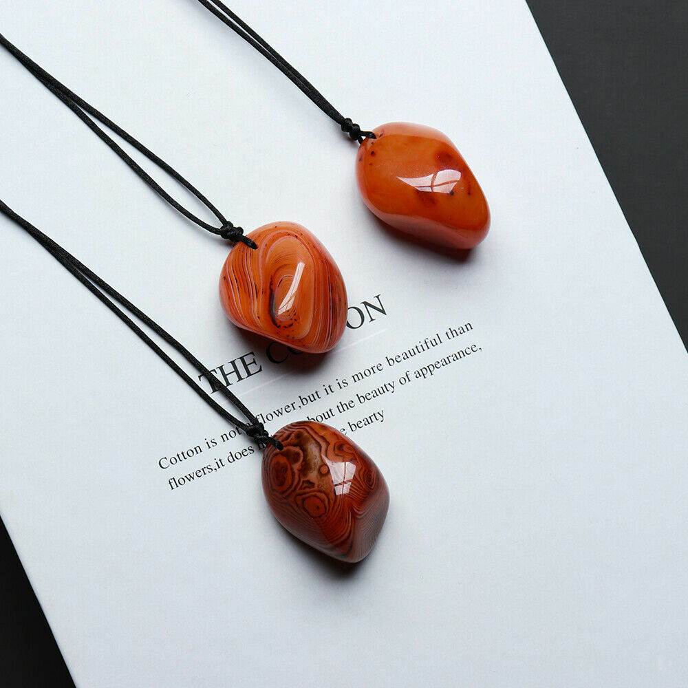 Natural Red Agate Crystal Stone Ornaments Pendant Jewelry Necklace(Random Shape)