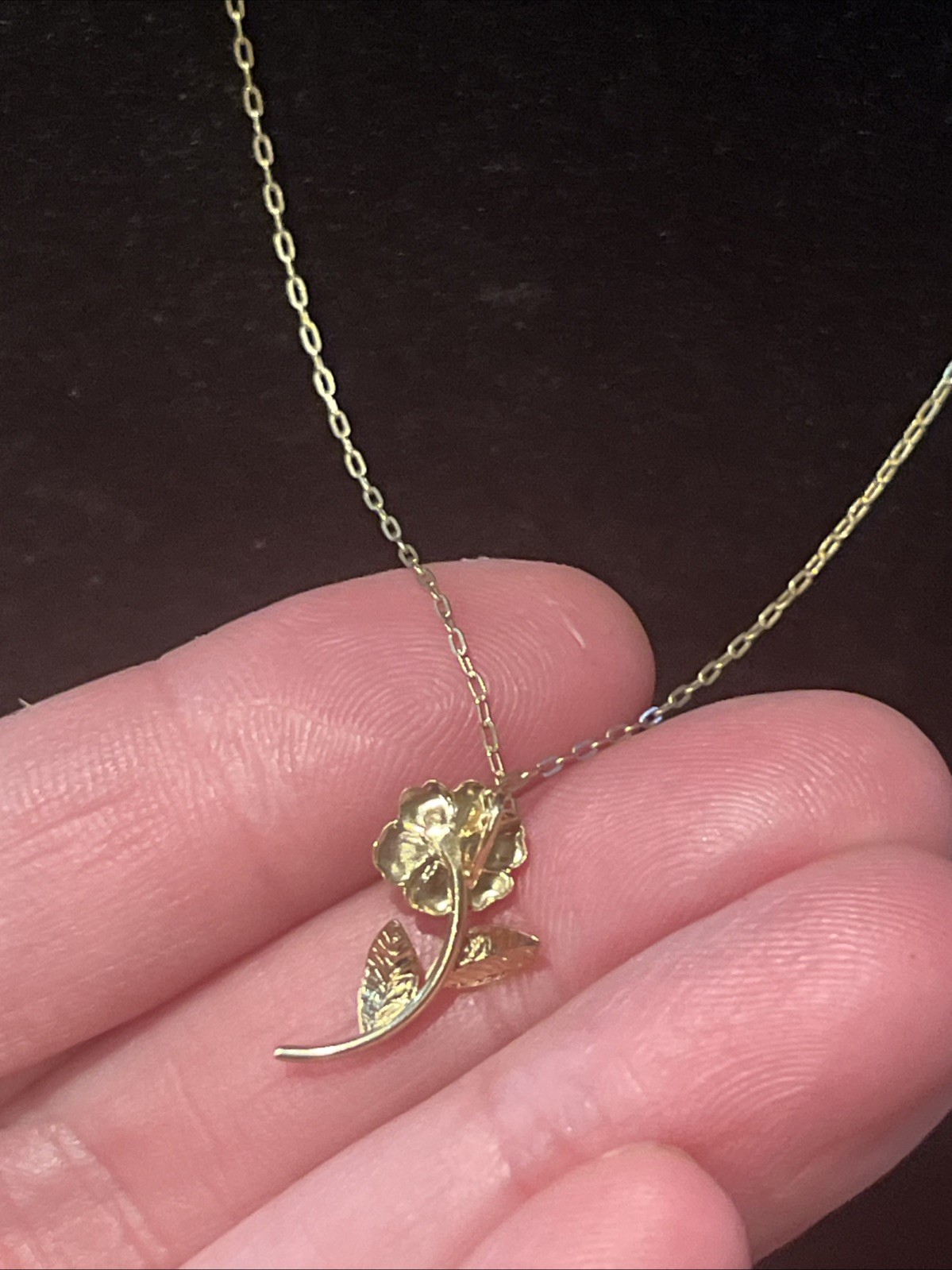14k Yellow GF necklace Pendant Rose Dainty Chain Women’s Jewelry 17” Charm
