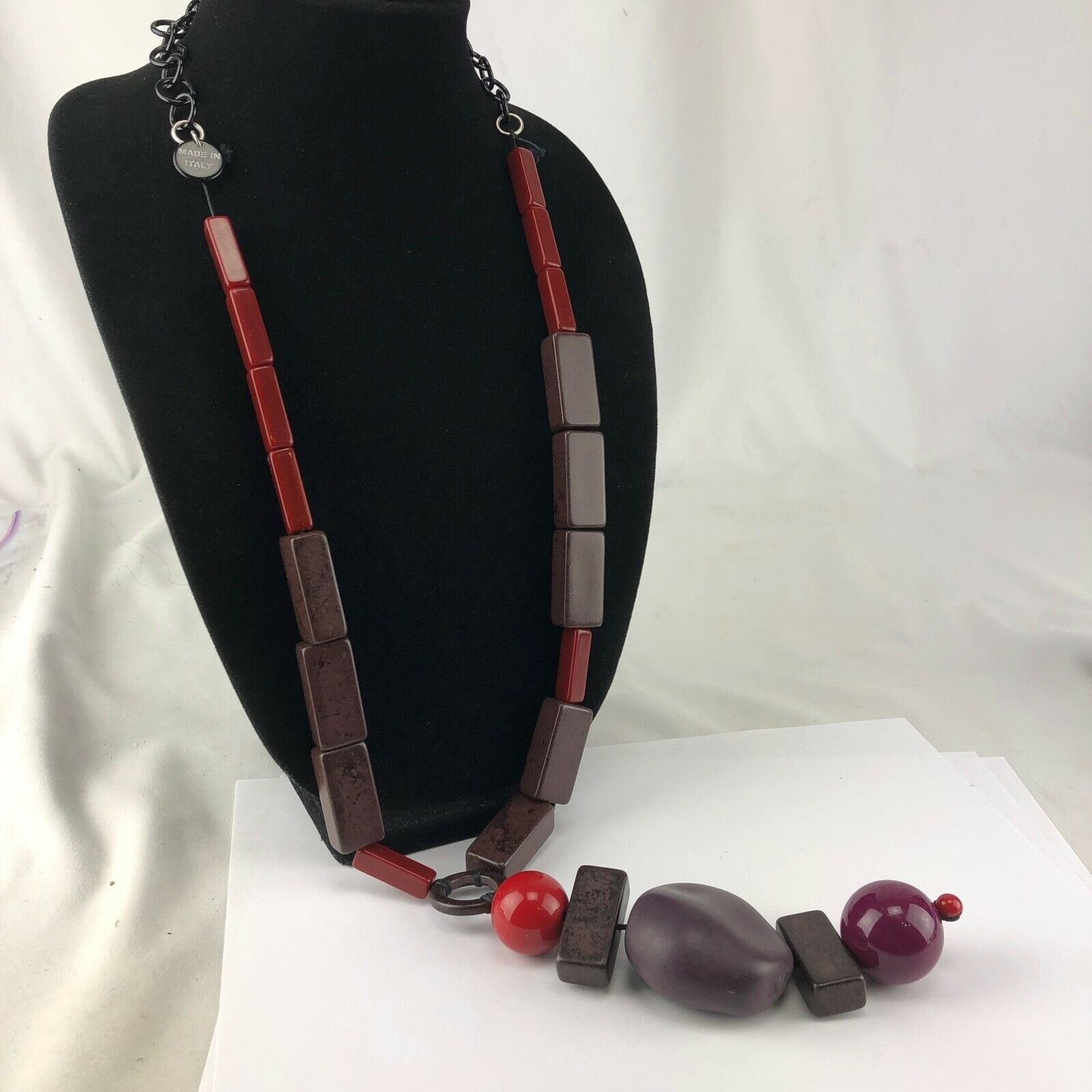 Alisha D Long Chunky Necklace 32″ Necklace with 6.5″ Tassel Made in Italy