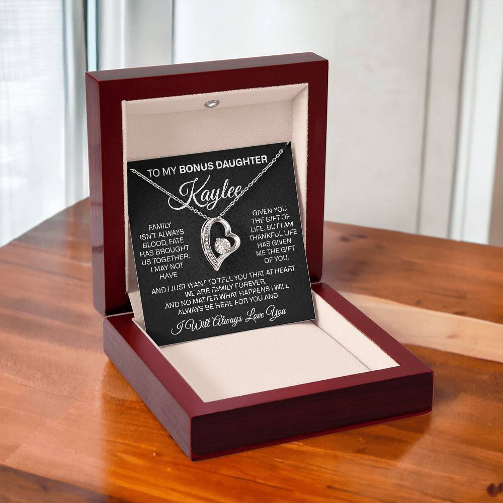 To My Bonus Daughter Forever Love Necklace, Bonus Daughter Jewelry Gift