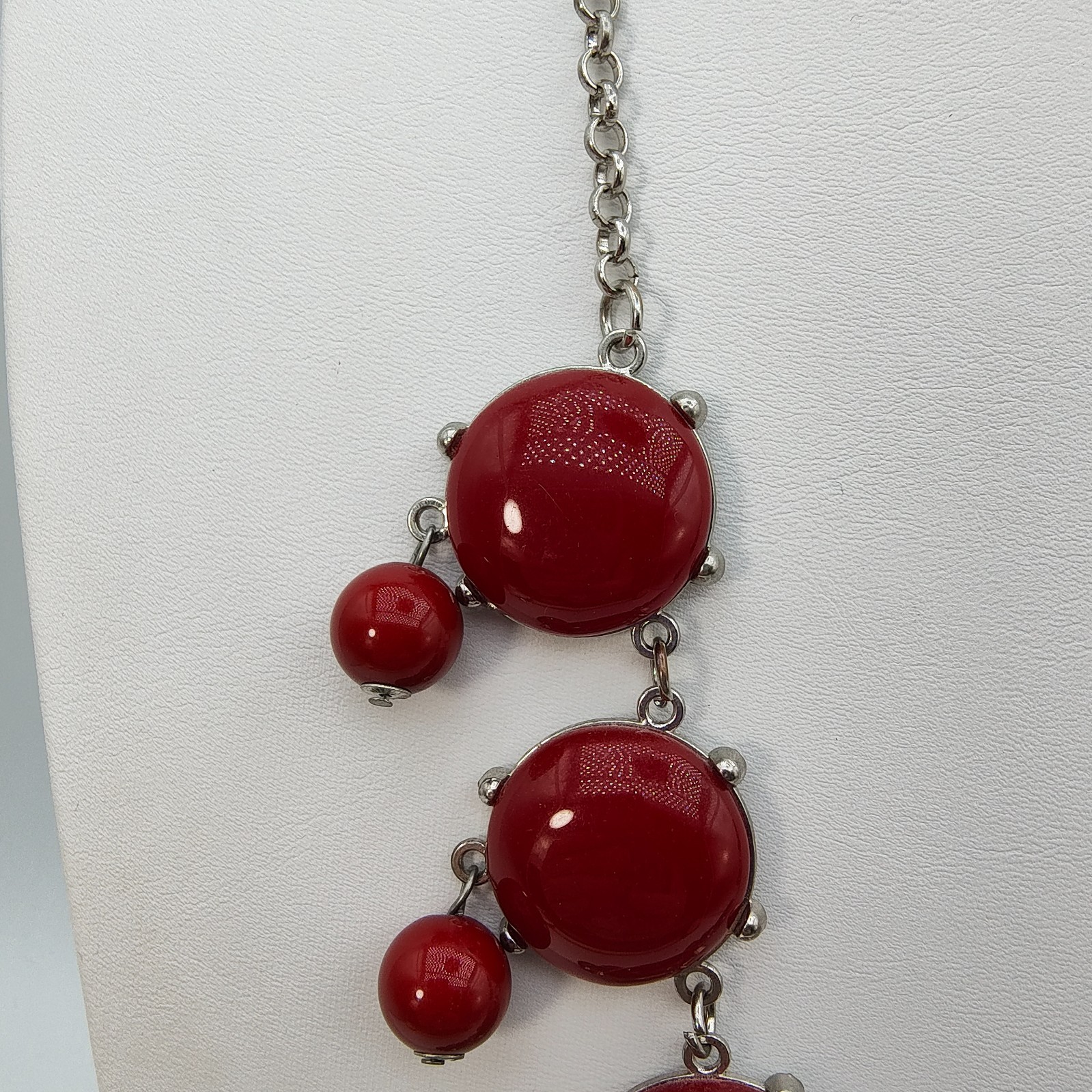 Bold Red Bubble Bib Statement Necklace Y2K Retro Maximalist Chunky Color Pop