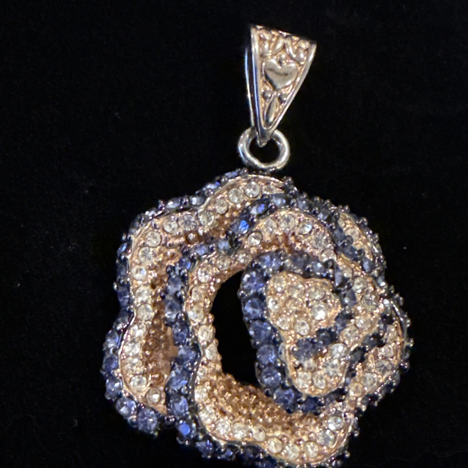 Park Lane Camellia Rose Pendent With Clear & Blue Crystals