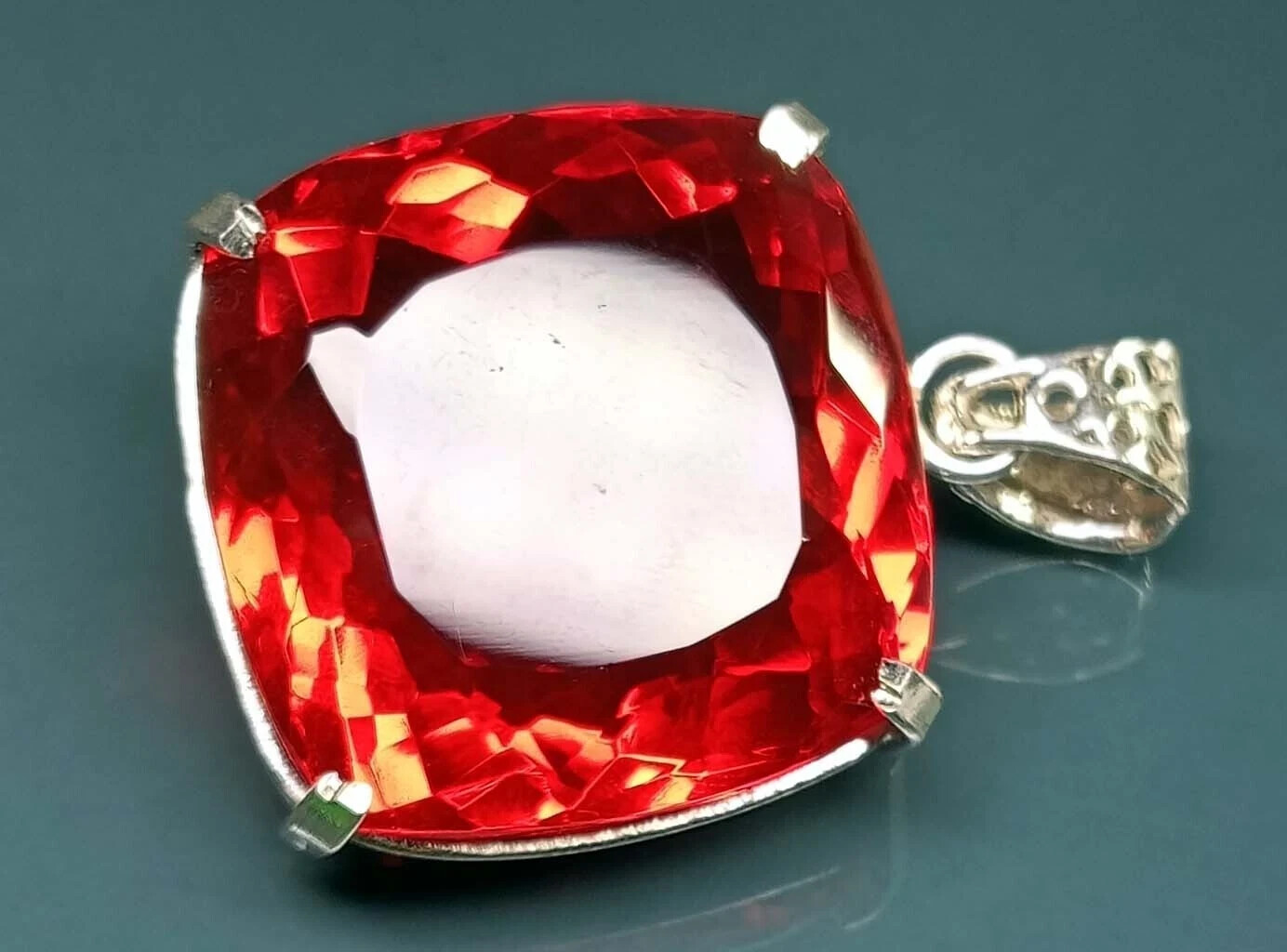 95-96 Ct Red Topaz Pendant Certified Cushion Cut Natural Loose Gemstone PD024