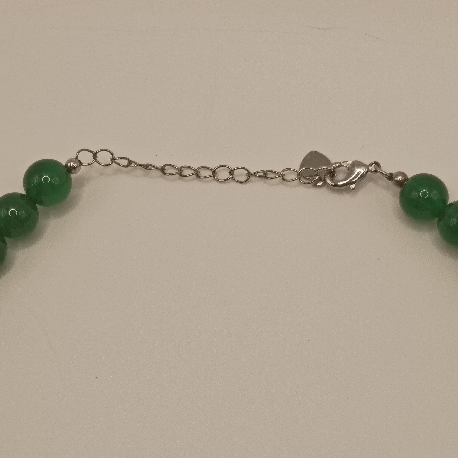 Green Agate Donut & Cubic Zirconia Halo Necklace Chinese Ping’an Kou 17″