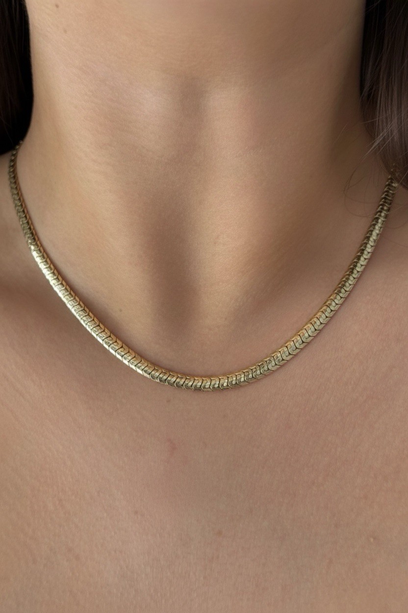 14K Gold Plated Herringbone Chain Necklace | Waterproof & Rhodium Finish – 0.2″