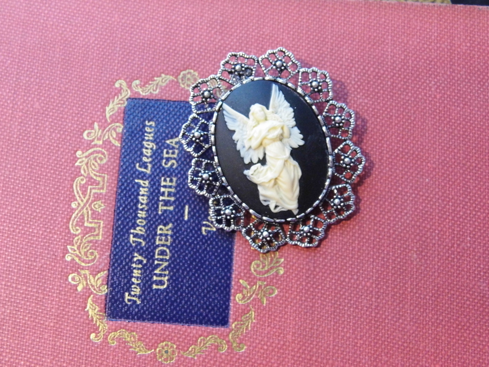 PENDANT BROOCH Cameo NECKLACE ANGEL GUARDIAN Birthday gift Anniversary BIRTHDAY