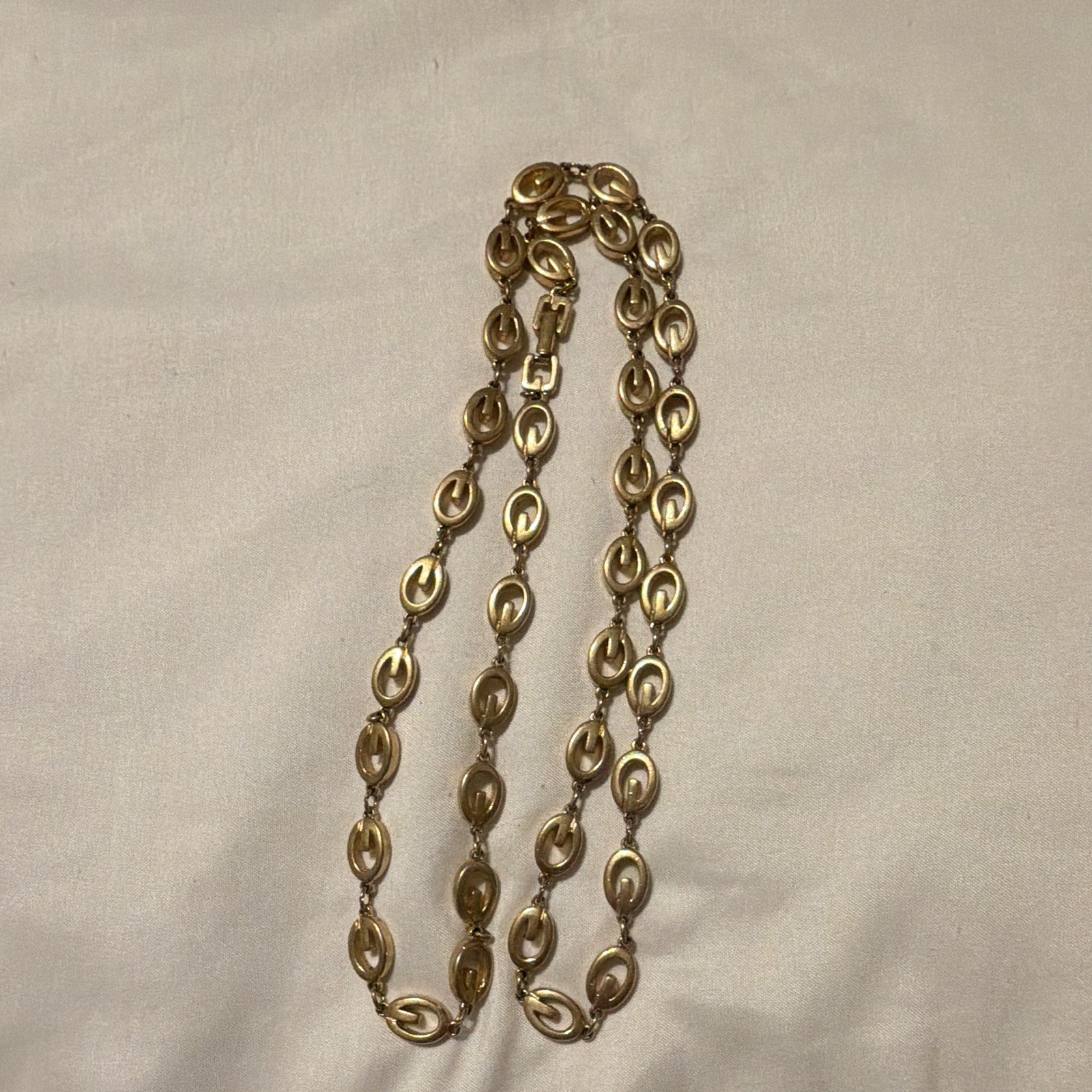 Signed Gold Tone Metal Oval Link Chain Necklace, Chain Style, Undated, givenchy