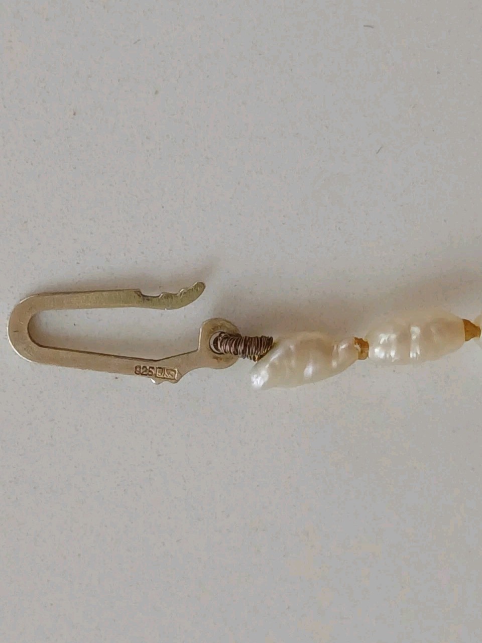 GOLD PLATED STERLING SILVER & WHITE SEED PEARL NECKLACE -HALLMARKED JKa -18 INCH
