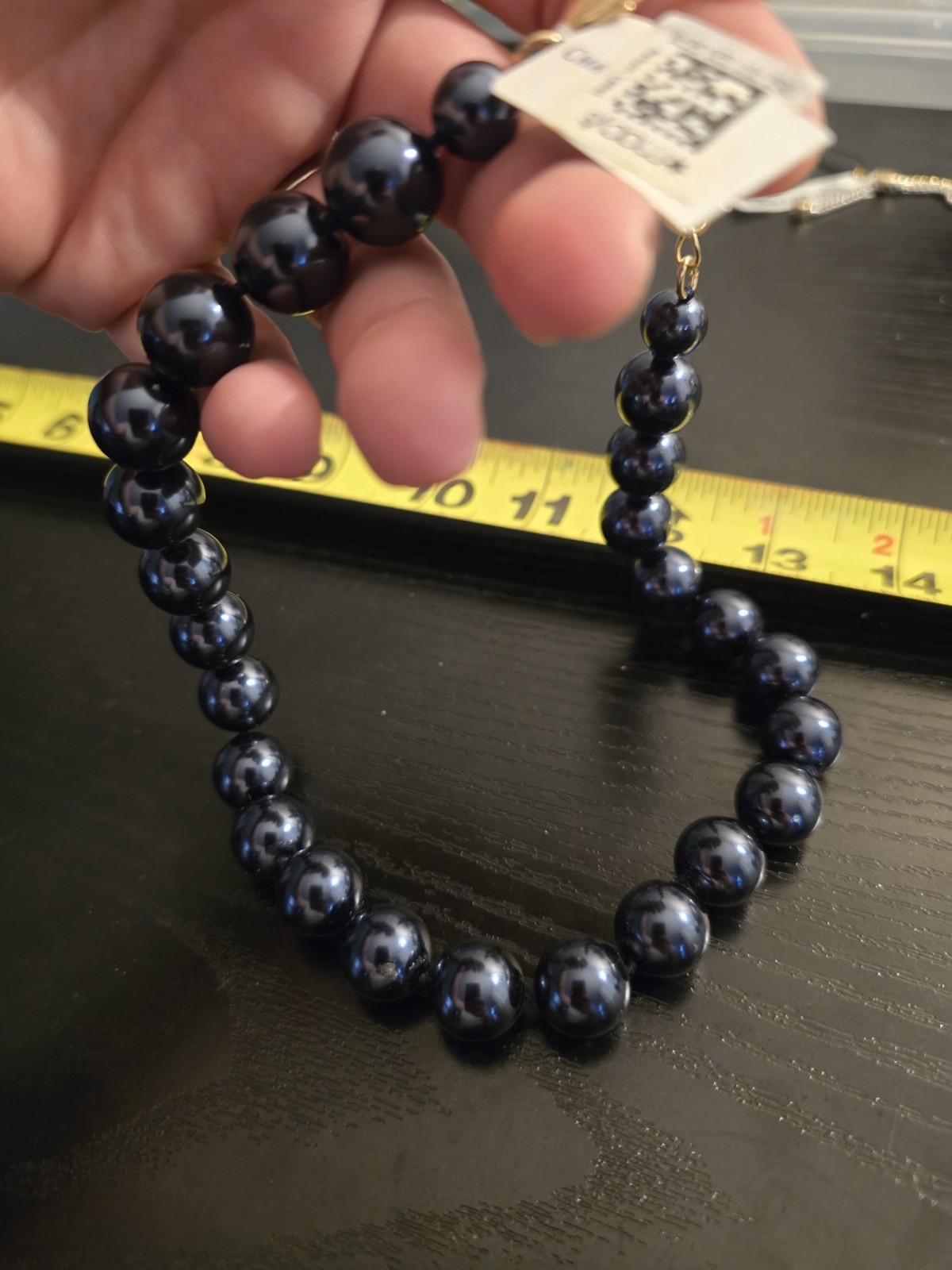 Macy’s Blue Round Plastic Beaded Necklace Adjustable Lobster Clasp 16 in