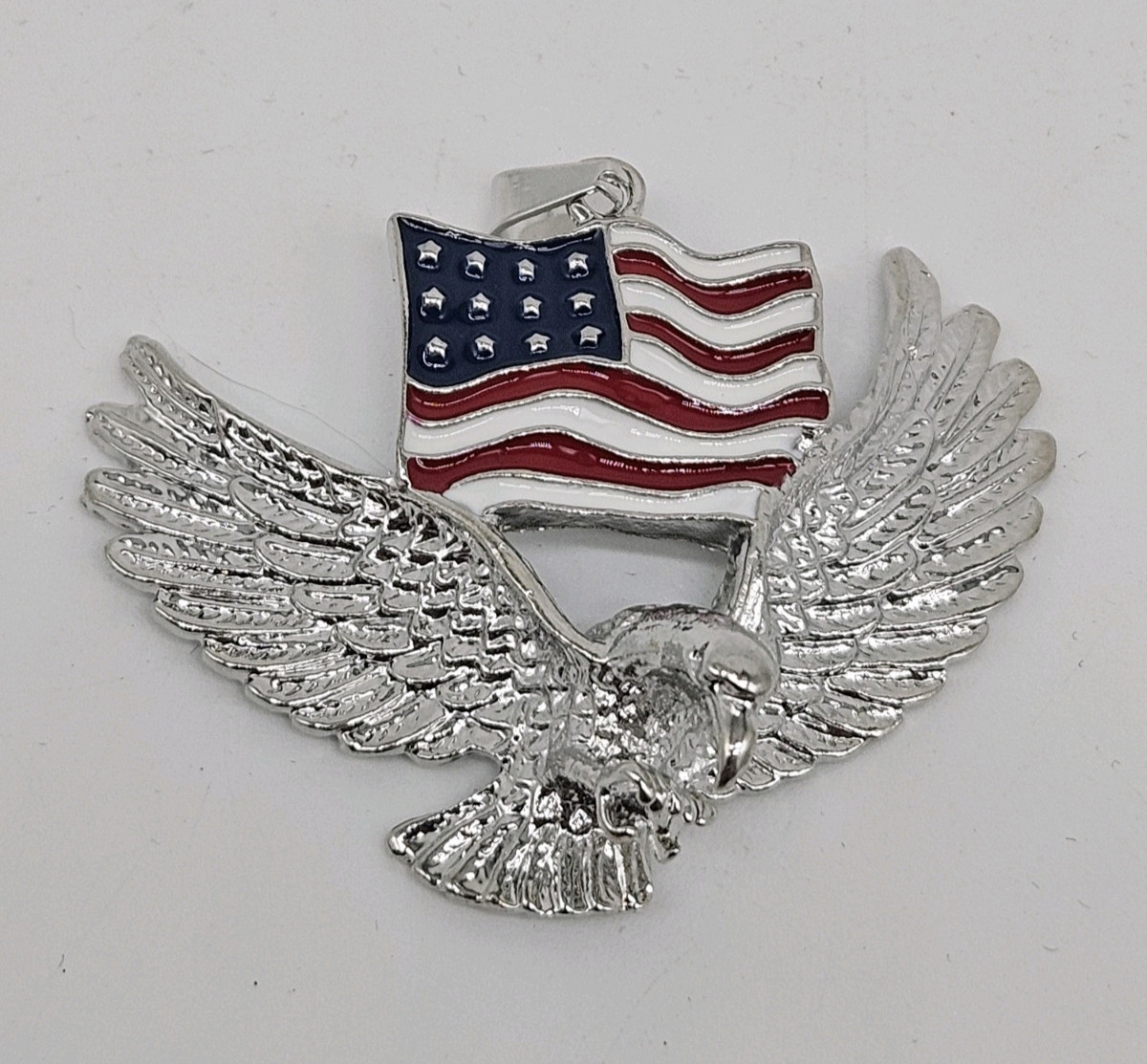 Men’s Hip Hop Fashion Eagle American Flag Silver Color Pendant and Necklace 5-2F