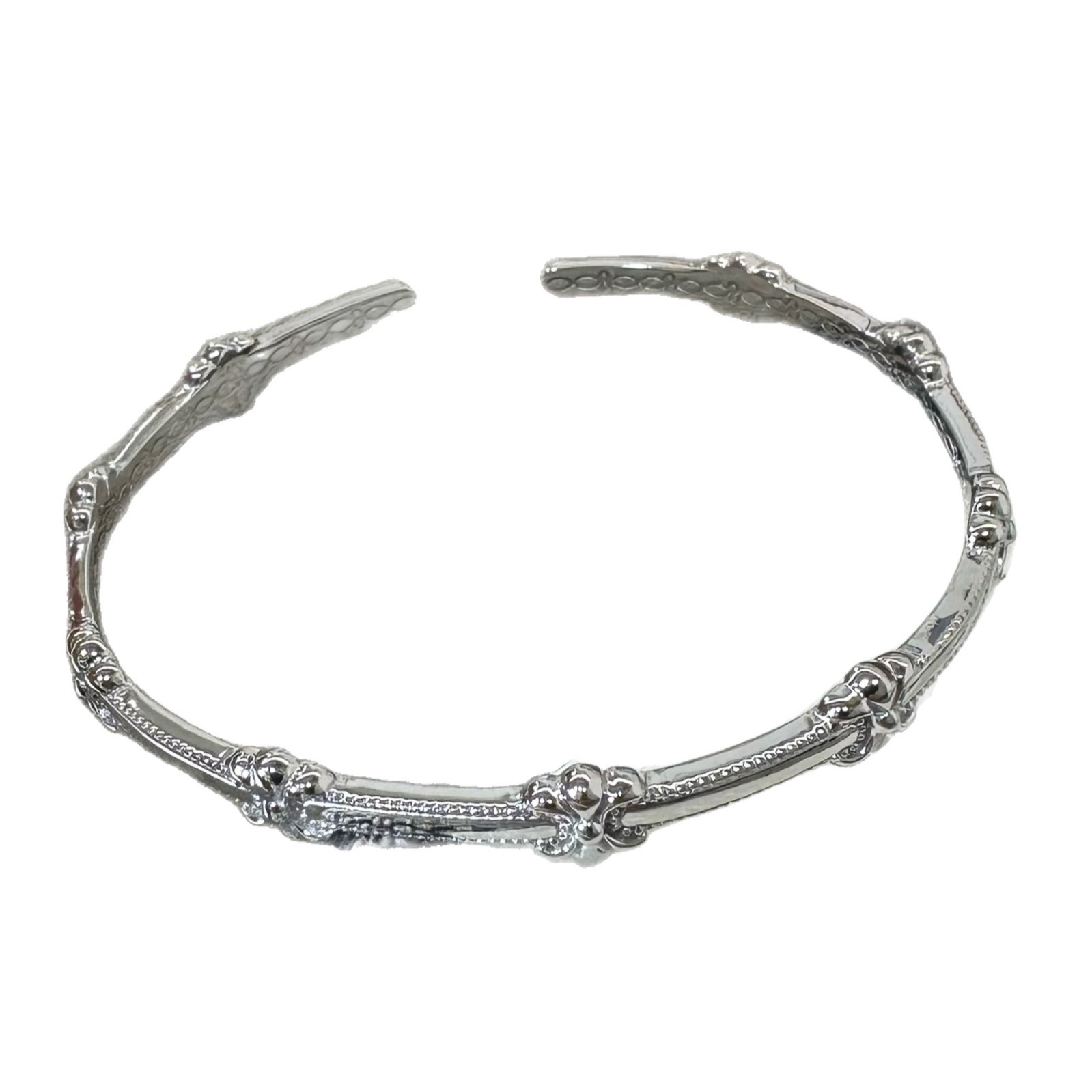 Iris Flower Open Cuff Bracelet Women’s Minimalist Bangle S925 Sterling Silver