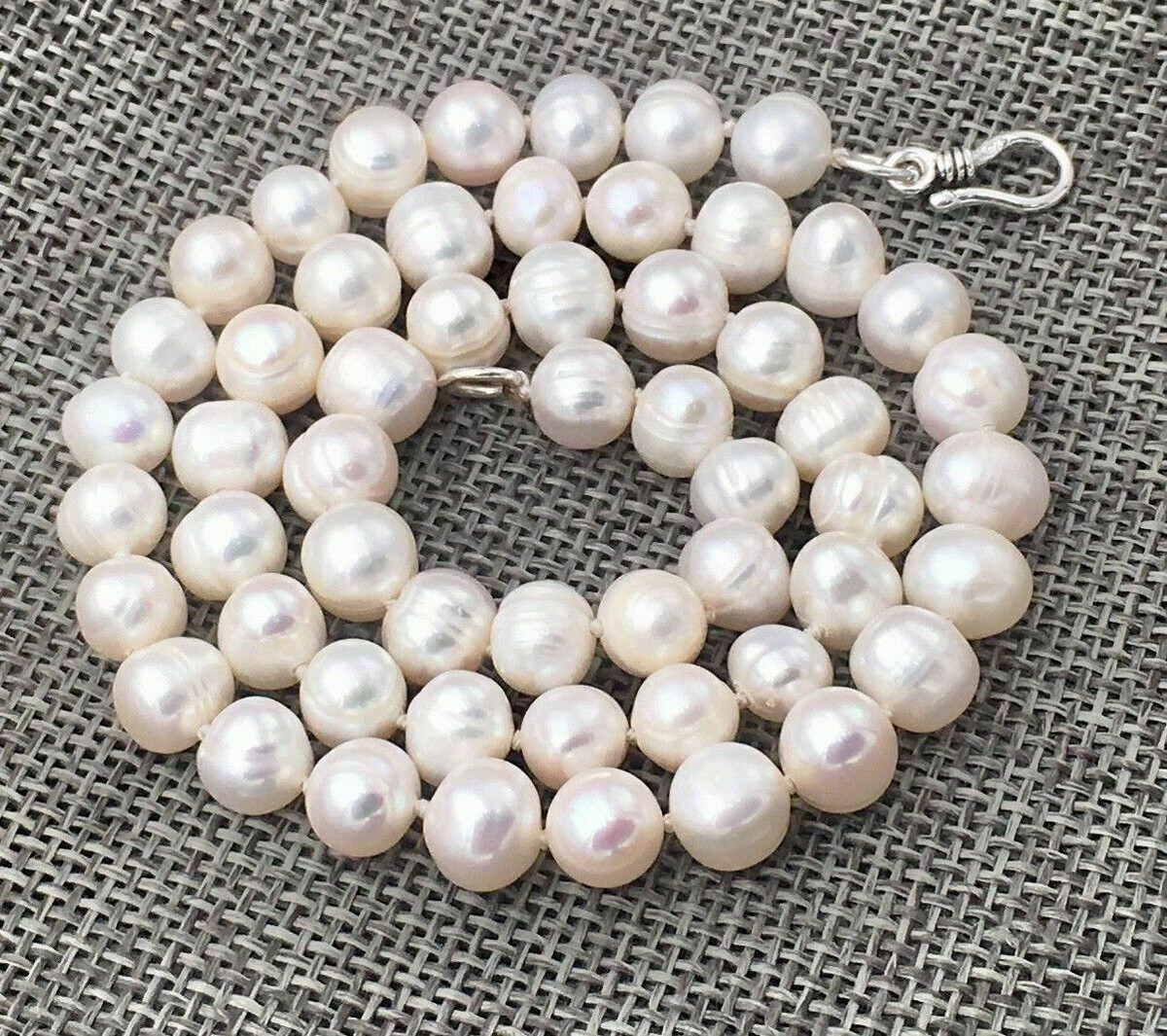 Natural White 7-10mm Akoya Freshwater Pearl Necklace 14-50” 925 Silver Clasp